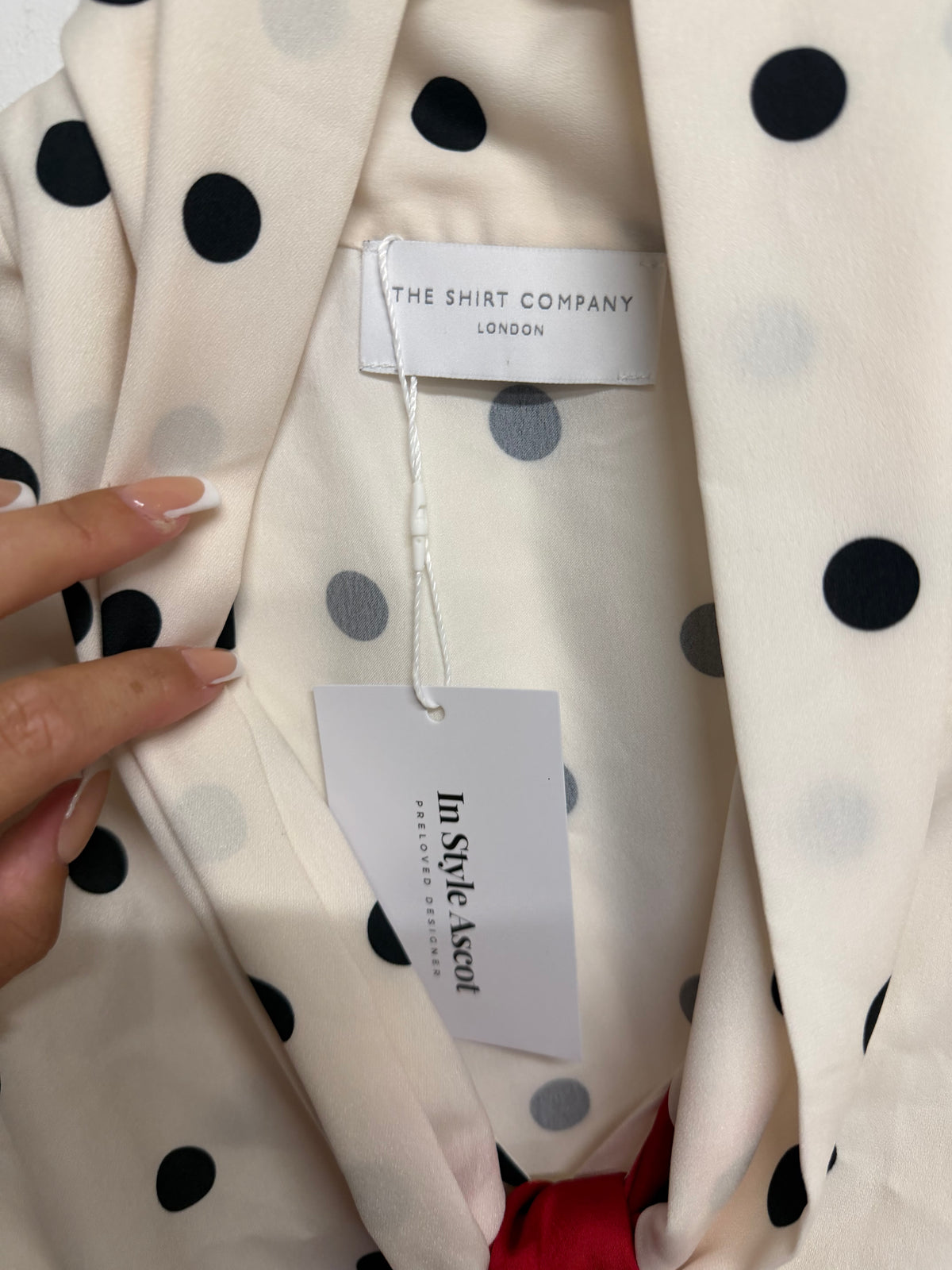 Preloved The Shirt Company Shirt Size UK 10 White, Red, and Black Polka Dot