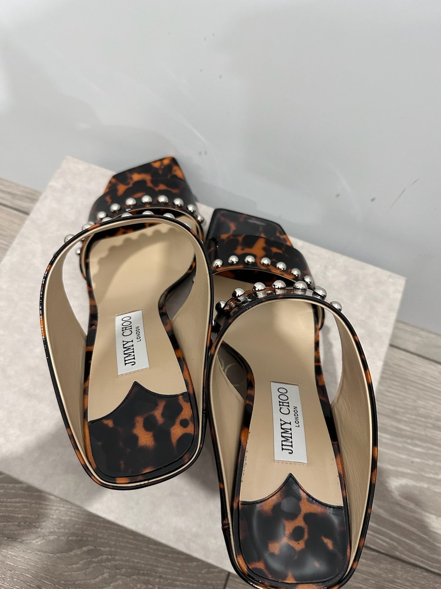 Tortoise Shell Jimmy Choo Sandal Mule Heels, 42 - 9