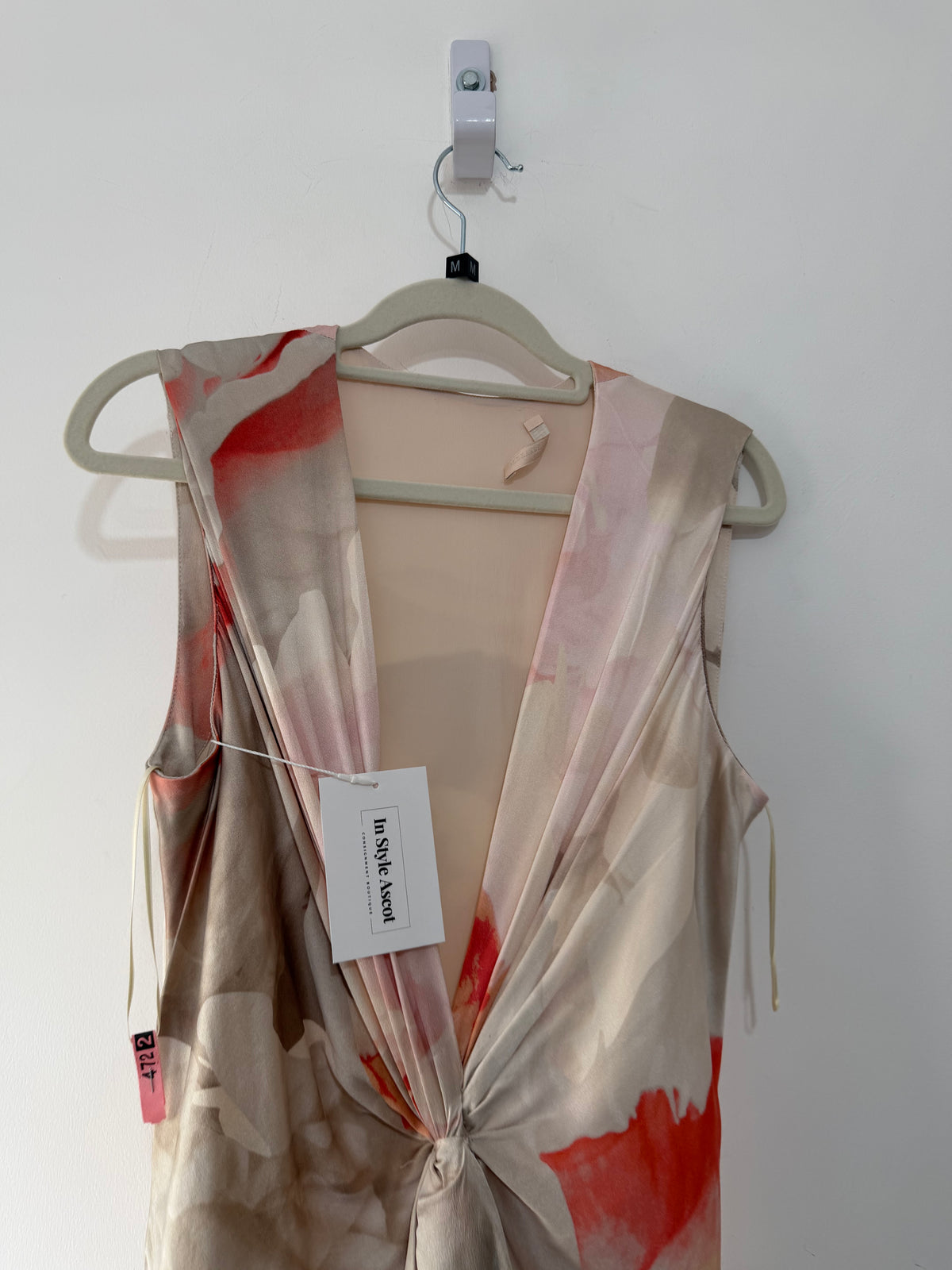 Preloved Alexander Mcqueen Dress UK 12 Beige with orange-pink floral pattern