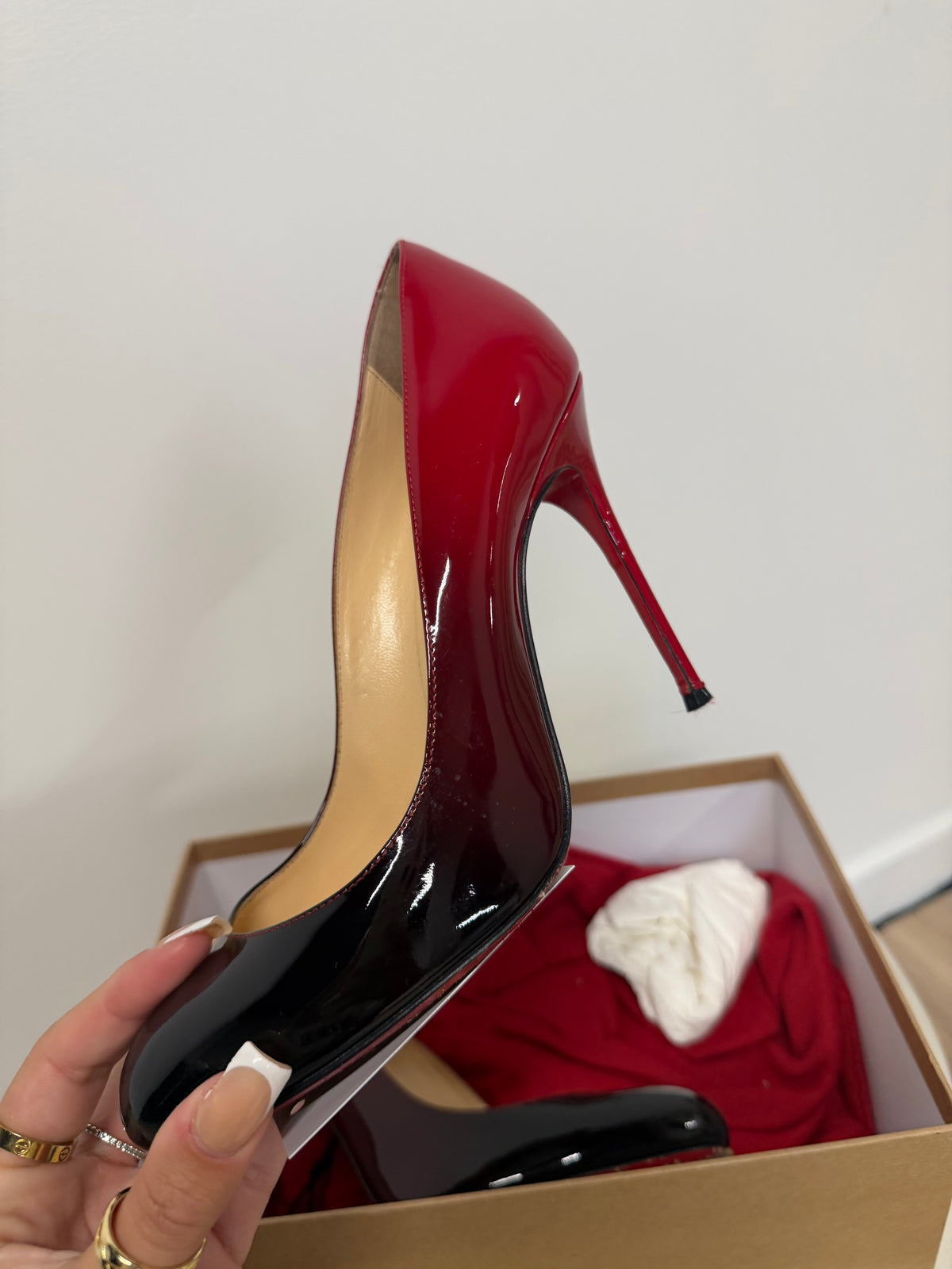 Preloved Christian Louboutin Heels Size 38 UK 5 Red and Black
