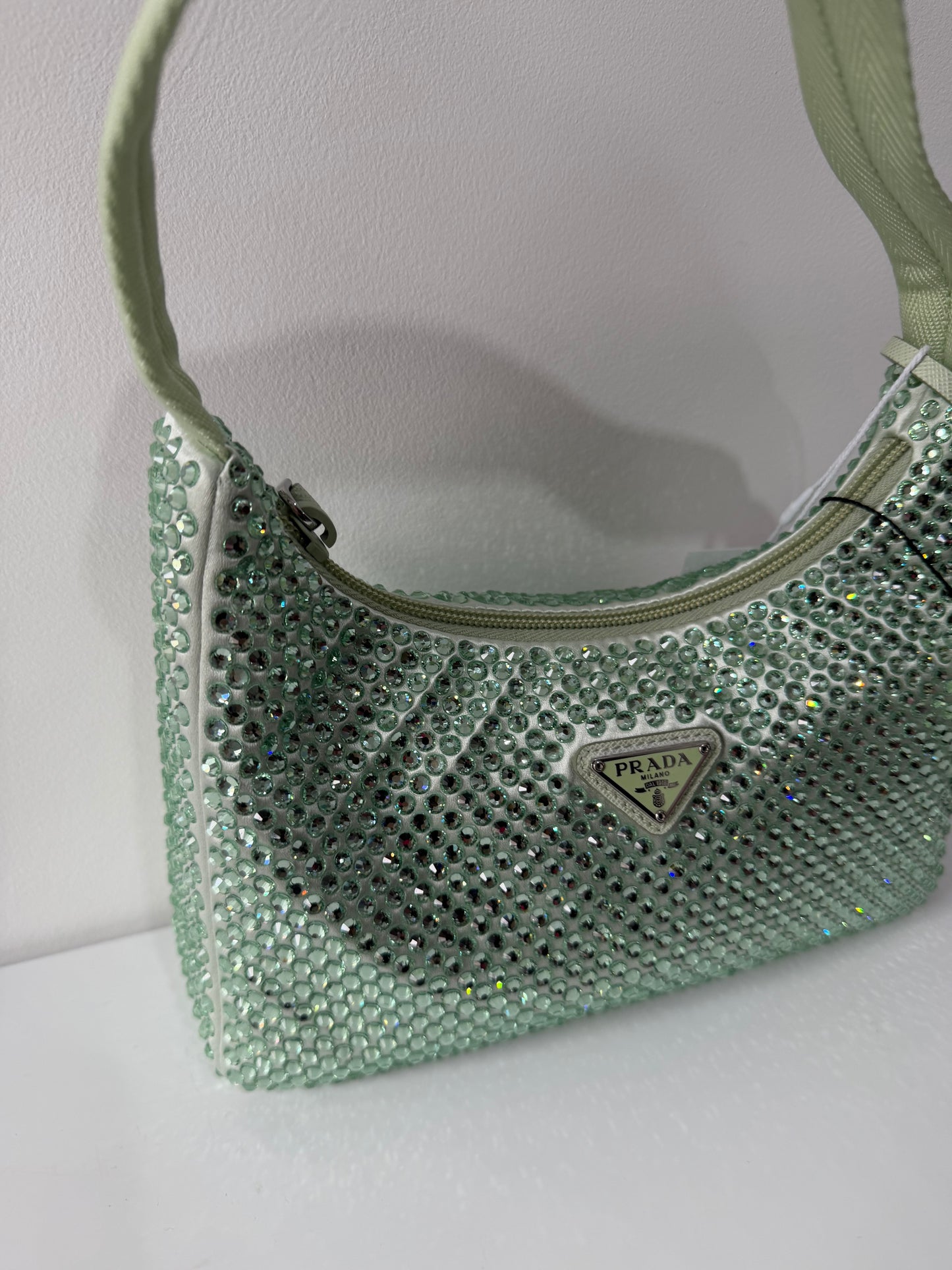 Pre-owned, Brand New Mint Crystal Prada Re-Edition 2000 Shoulder Bag