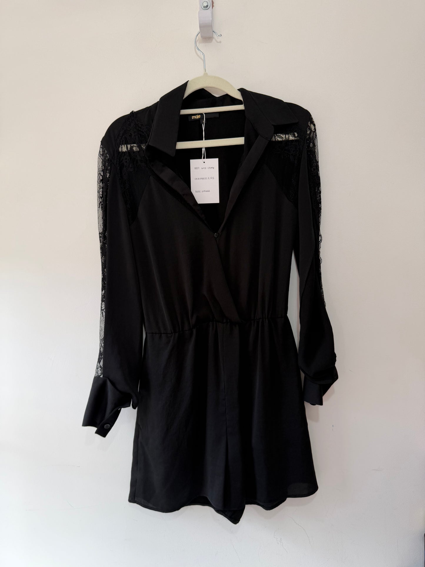 Preloved Black Maje Playsuit, Small