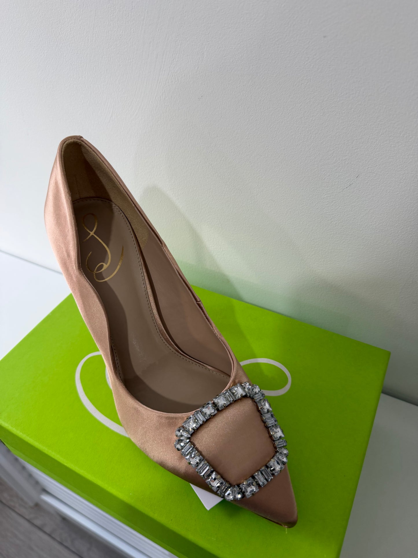 Pre-owned, Satin Nude Sam Edelman Heels, Size US 8.5 → UK 6