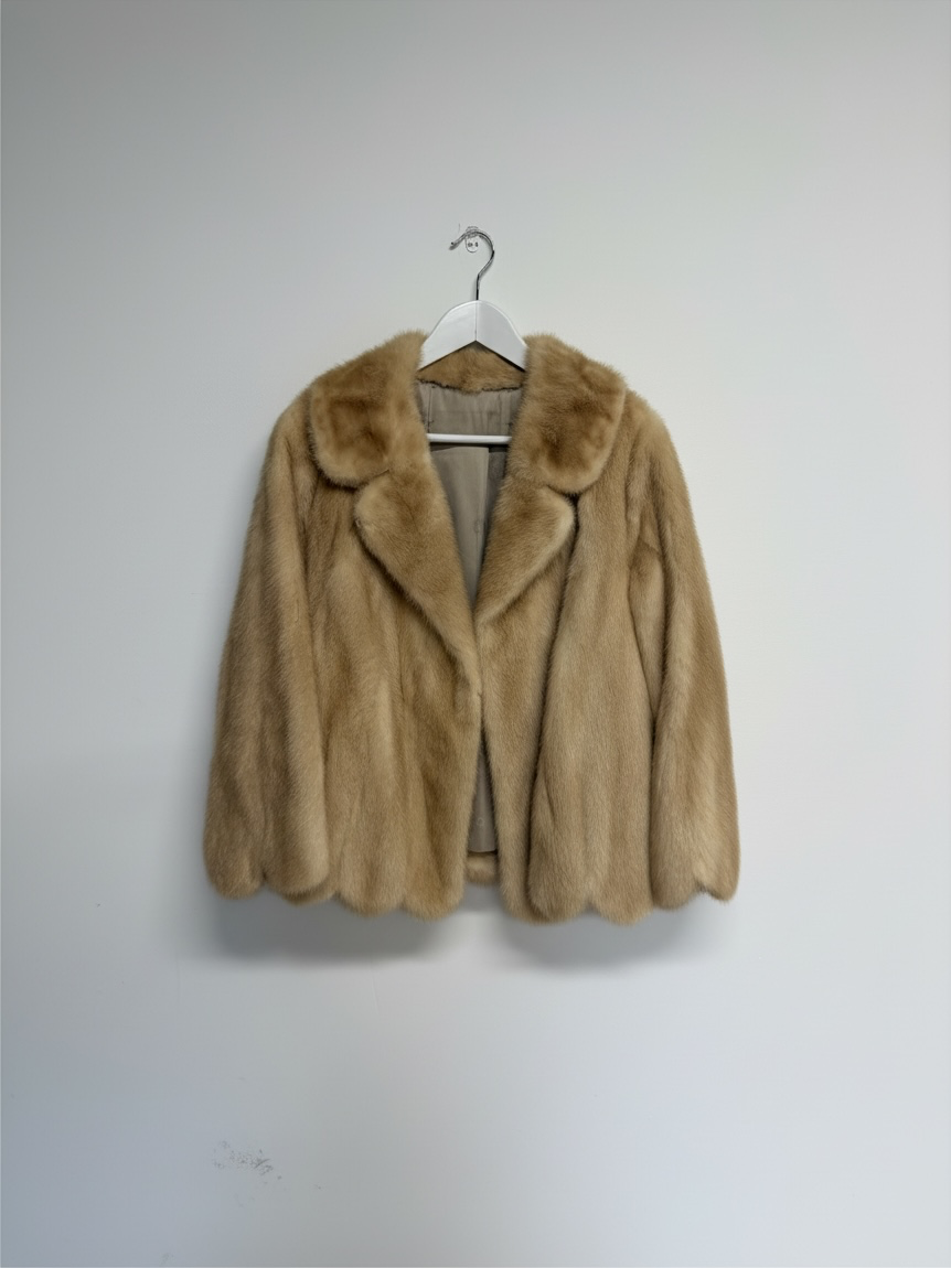 Preloved Coat Mink Fur Coat Size 12 Beige