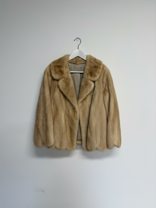Preloved Coat Mink Fur Coat Size 12 Beige
