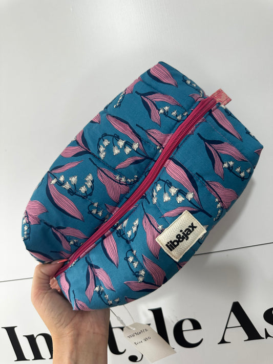 Blue, pink floral Lib&Jax Cosmetic case, Medium