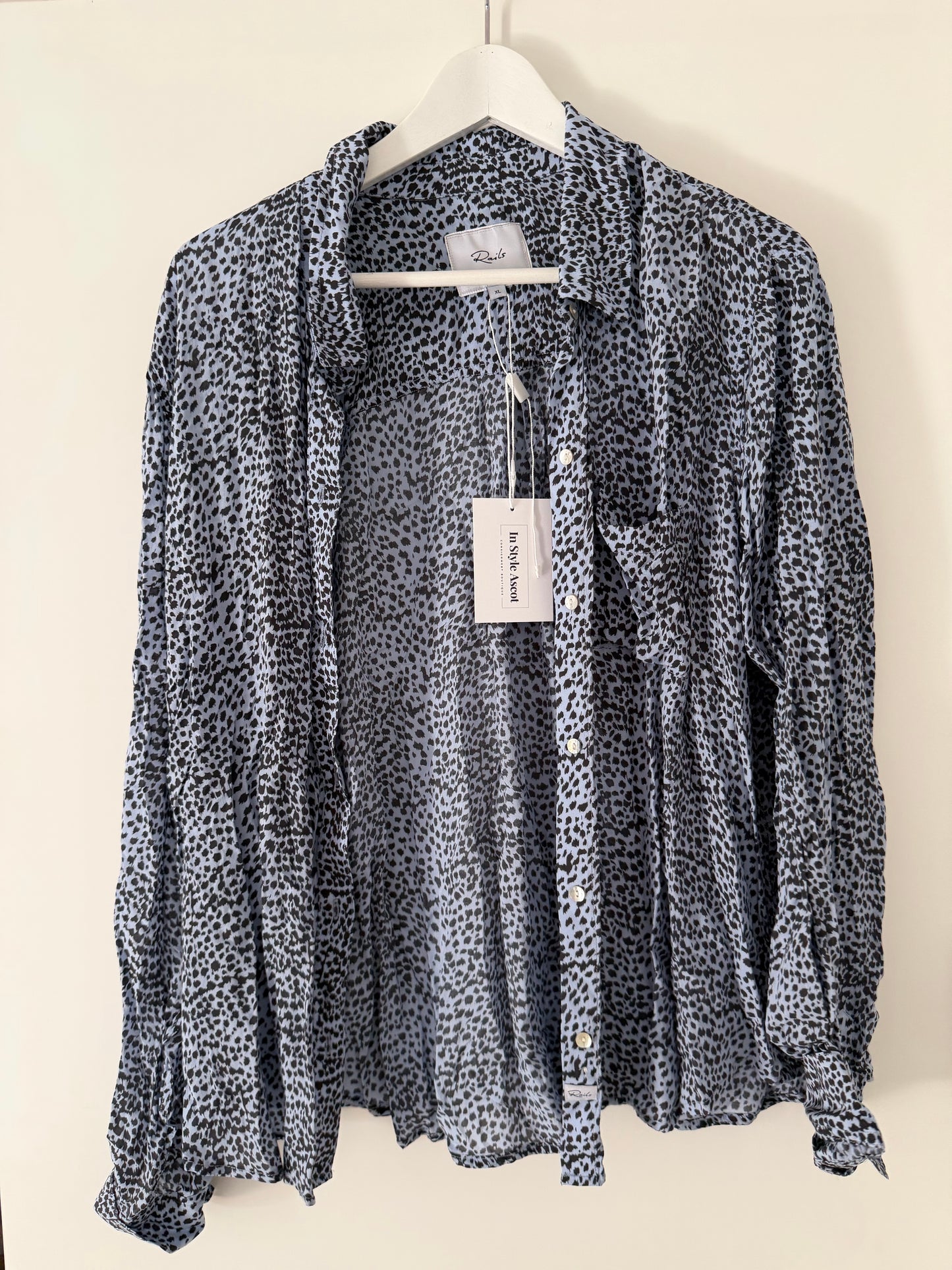 Pre-loved Pattern Blue Rails Blouse, XL