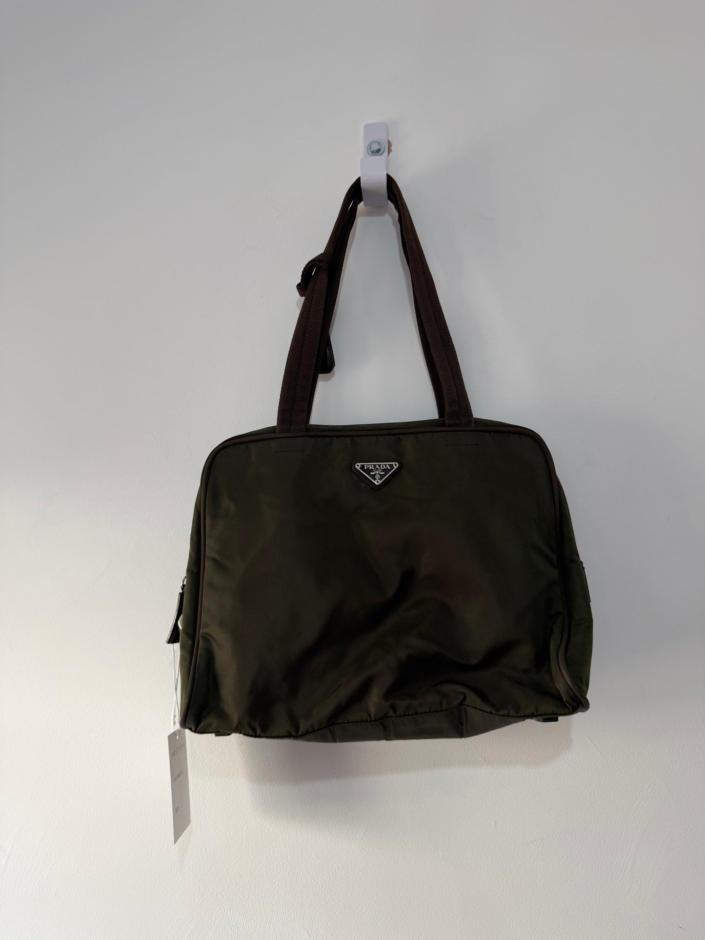 Pre-loved Green Prada Canvas Prada shoulder bag