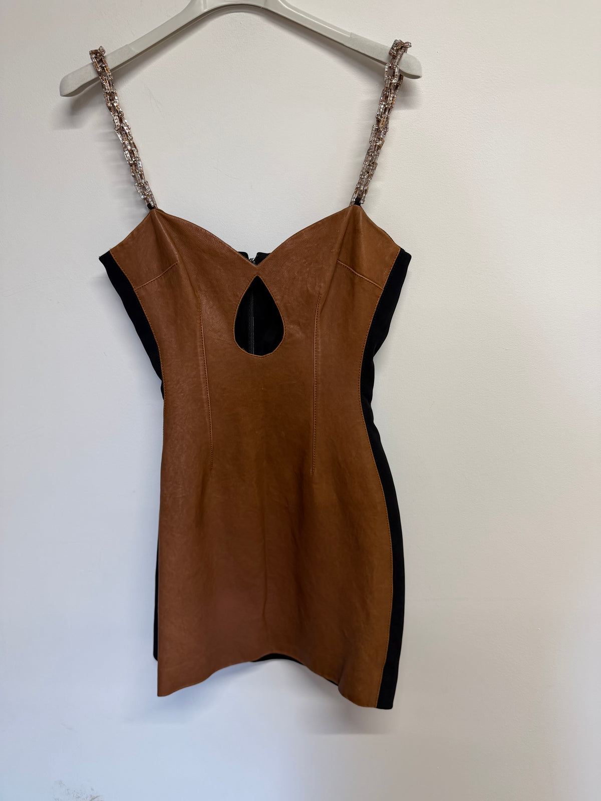 Preloved David Koma Crystal-Embellished Dress Size 6 Brown and Black