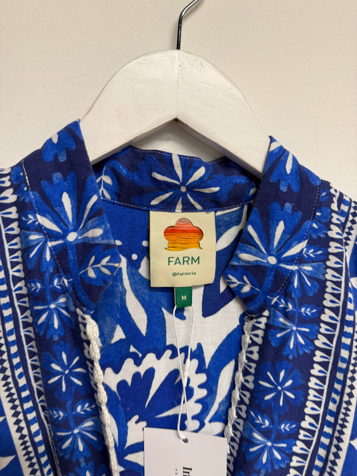 Preloved Farm Rio Dress Size medium Blue and White