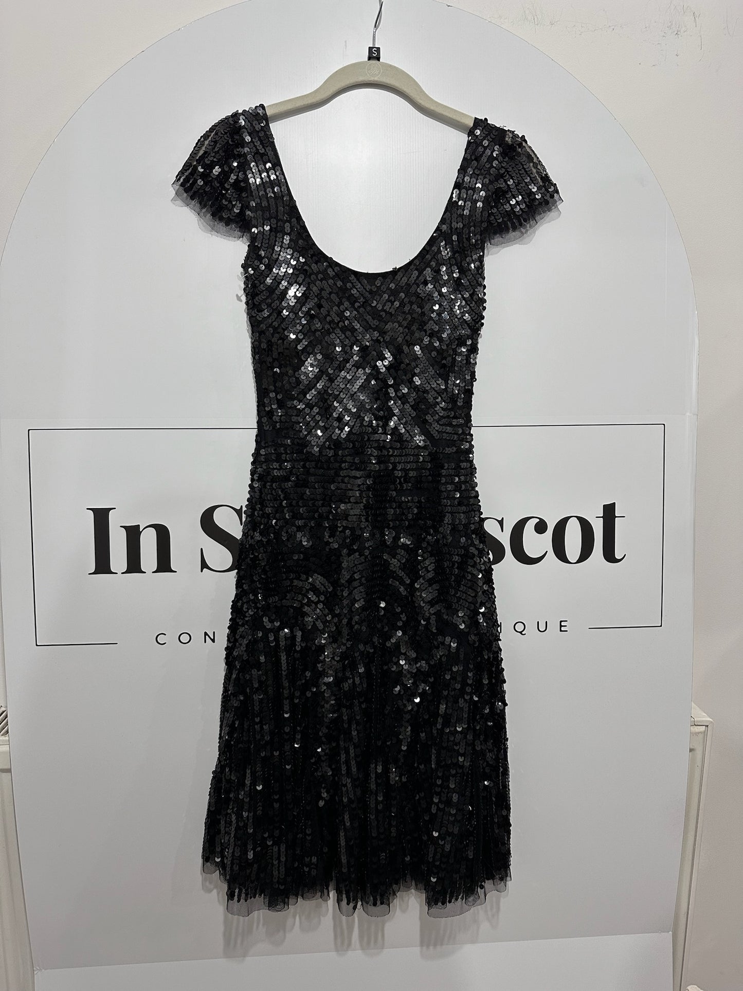 Gina Bacconi Sequin Black Dress