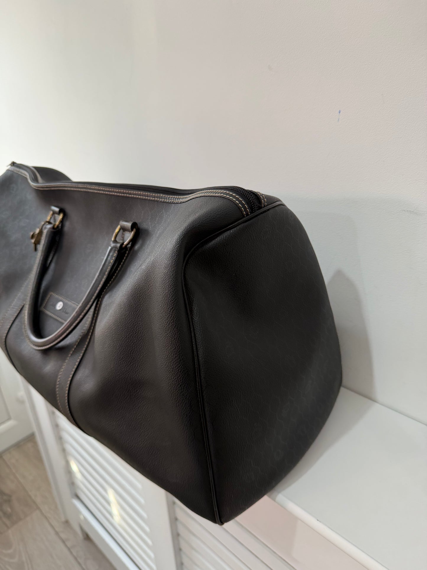 Preloved, Black Honeycombe Christian Dior Keepall Holdall Duffle Bag, 55