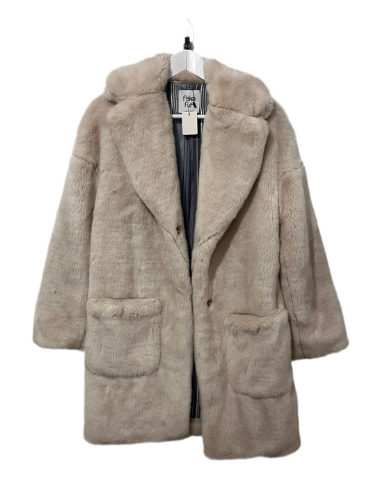 Cream Fake Fur Faux Fur Coat, Medium