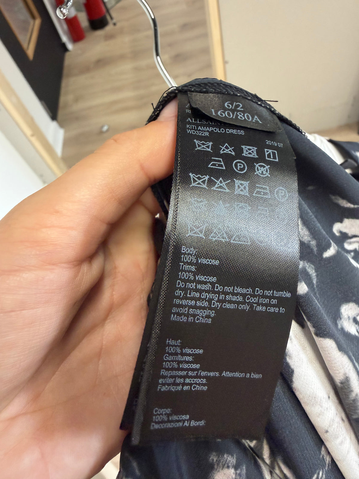 Preloved All Saints Dress Size 6 Black Multi