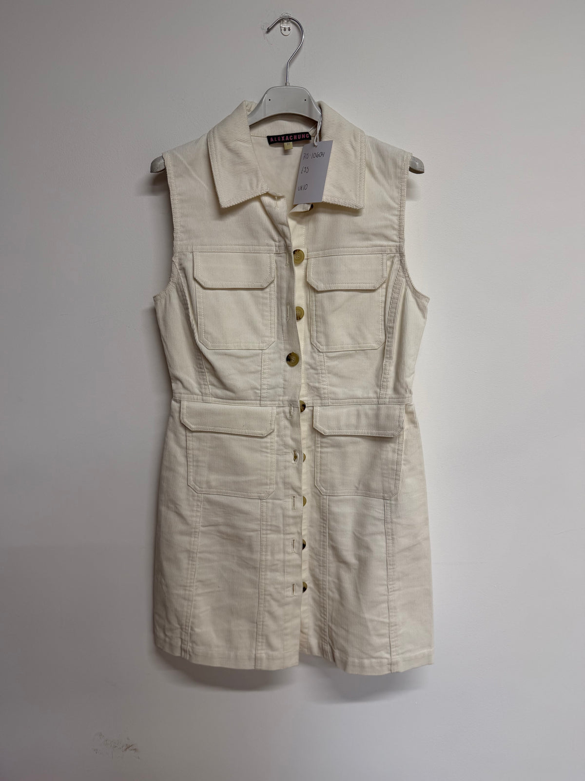 Preloved Alexachung Denim Dress UK 10 White/Cream