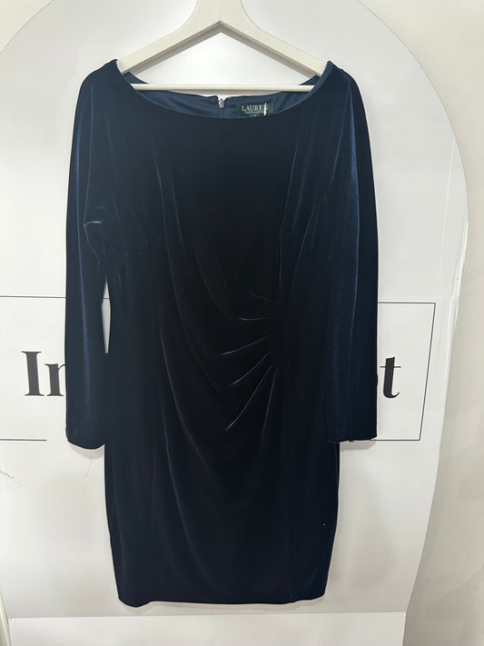Blue Velvet Lauren by Ralph Lauren Dress, Size UK 16
