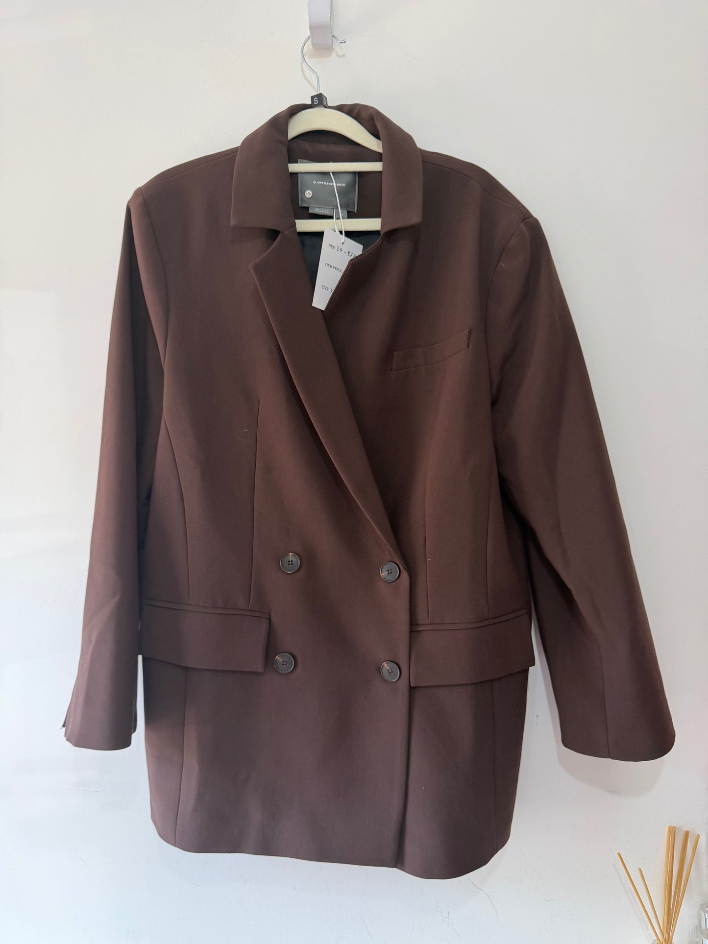 Preloved Chocolate Brown Anthropologie Blazer, Size XS Oversized