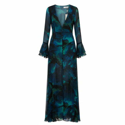 Pre-owned blue and green Rat & Boa Beach cover up dress, Size Medium Fiorella Floral Dress