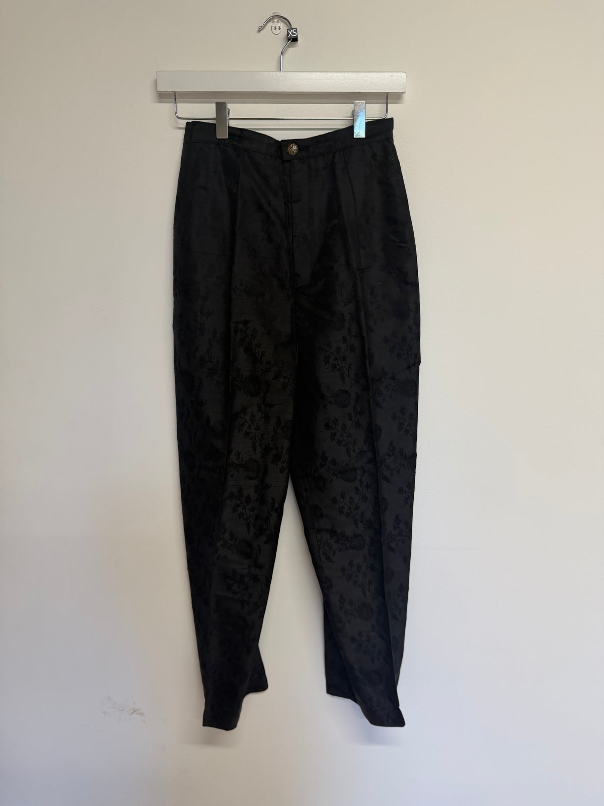 Preloved Workers for freedom Trousers Size 2 Black Floral