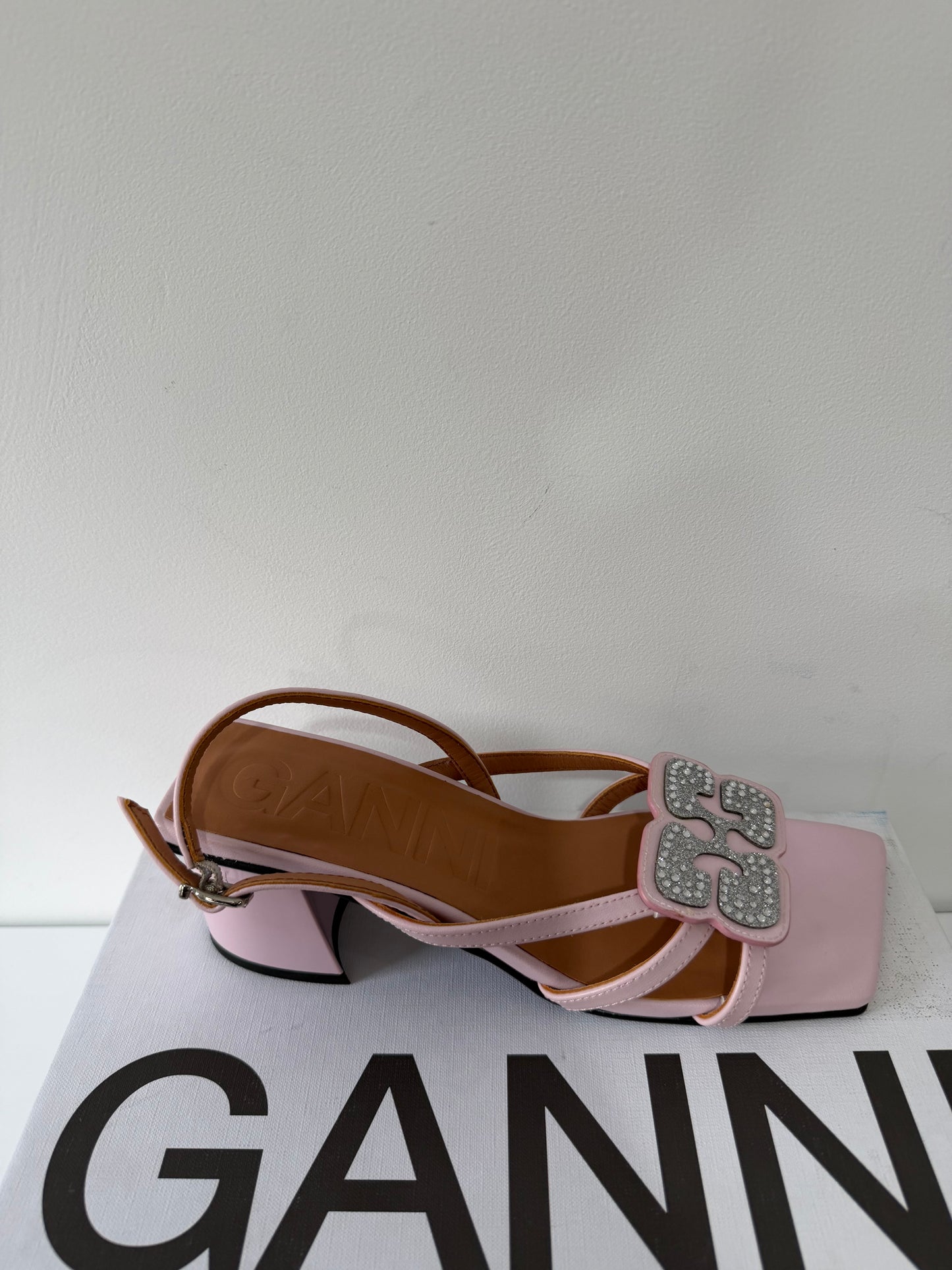Pre-owned, Baby Pink GANNI Block Heeled Sandals, Size 4