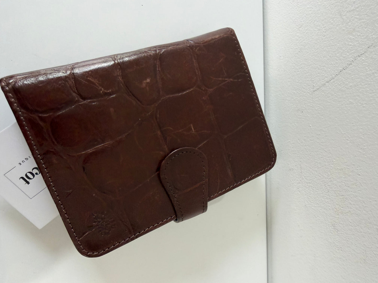 Preloved Brown Croc Mulberry Notebook / Wallet