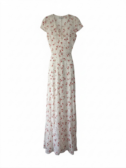 Preloved Reformation Dress Cream with Red floral pattern, Small