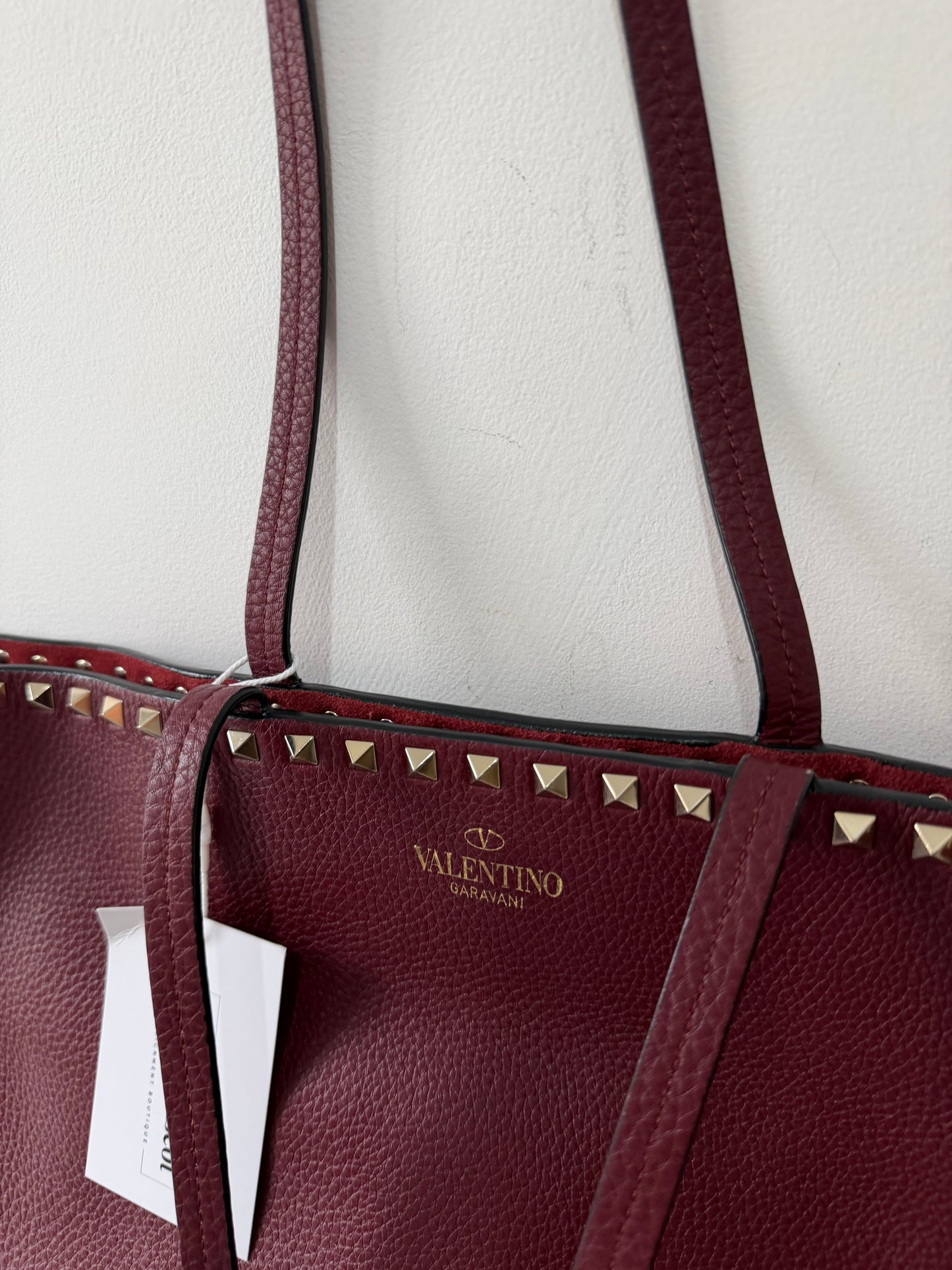 Preloved Valentino Garavani Rockstud Tote Bag Large Burgundy/Plum