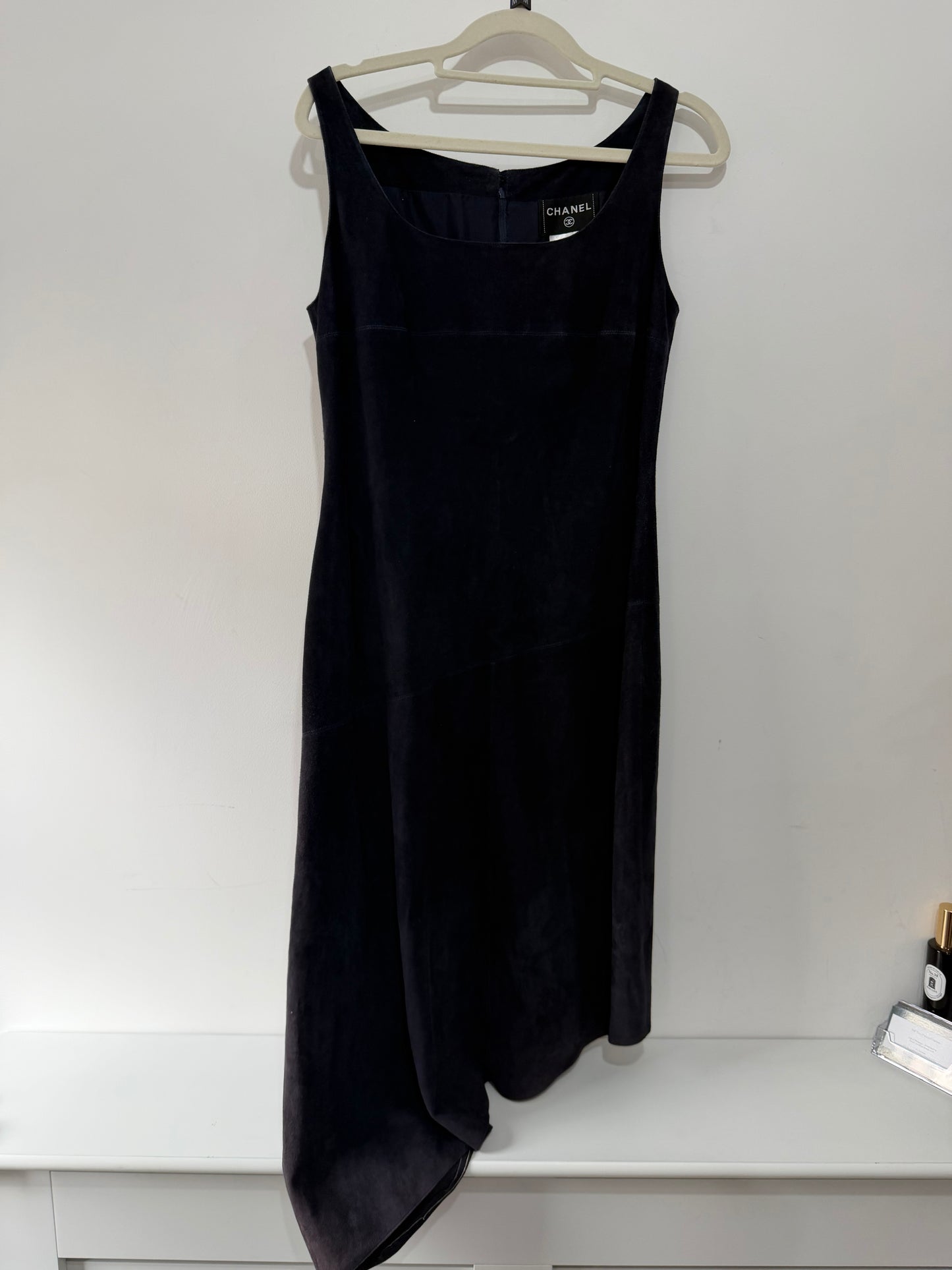 Preloved, Navy Chanel Dress, UK 10 Suede Goatskin