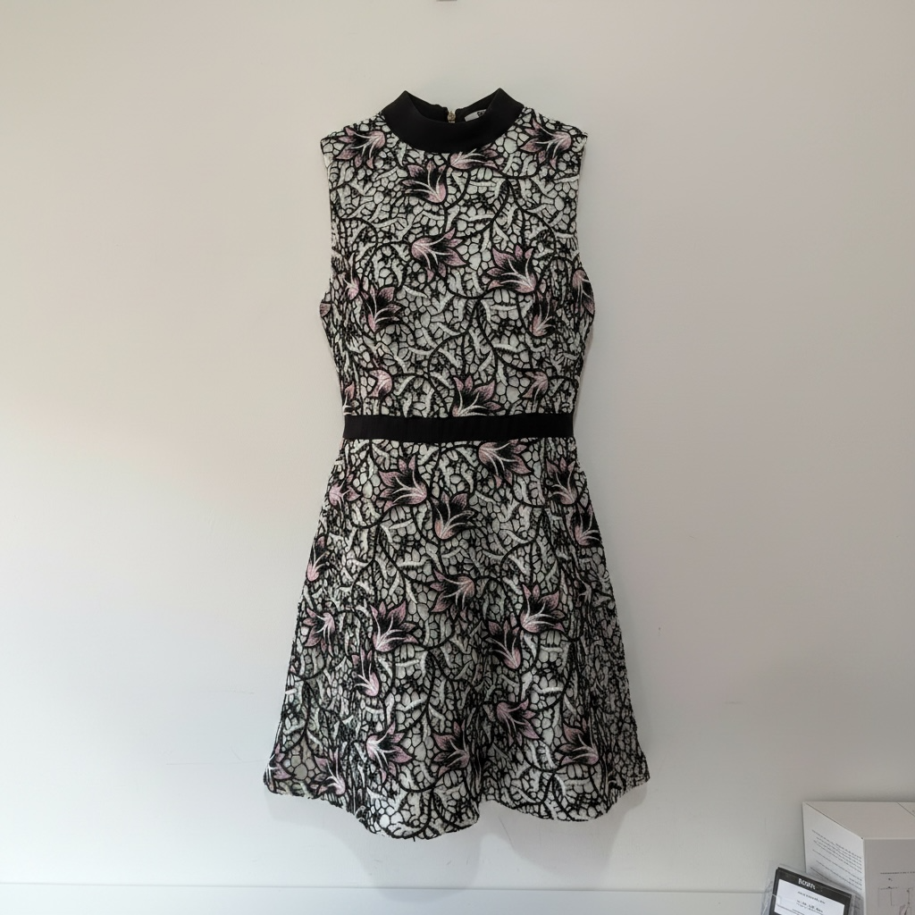 Preloved, Black/White Self-Portrait Dress, UK 10