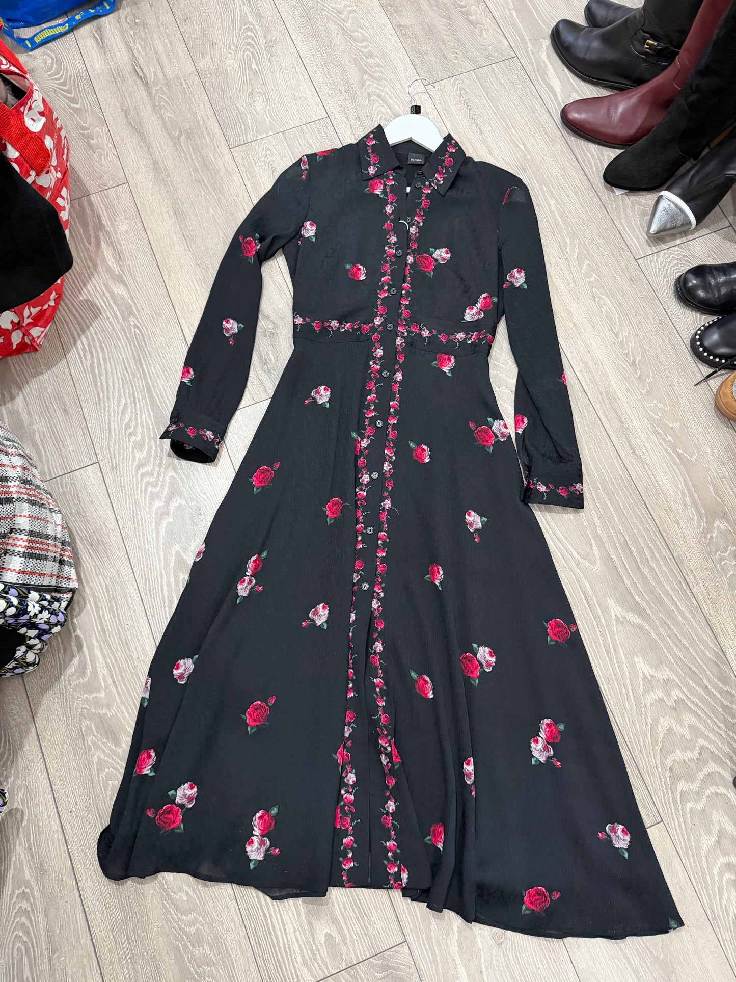Black and Roses Pinko Dress, Size 10