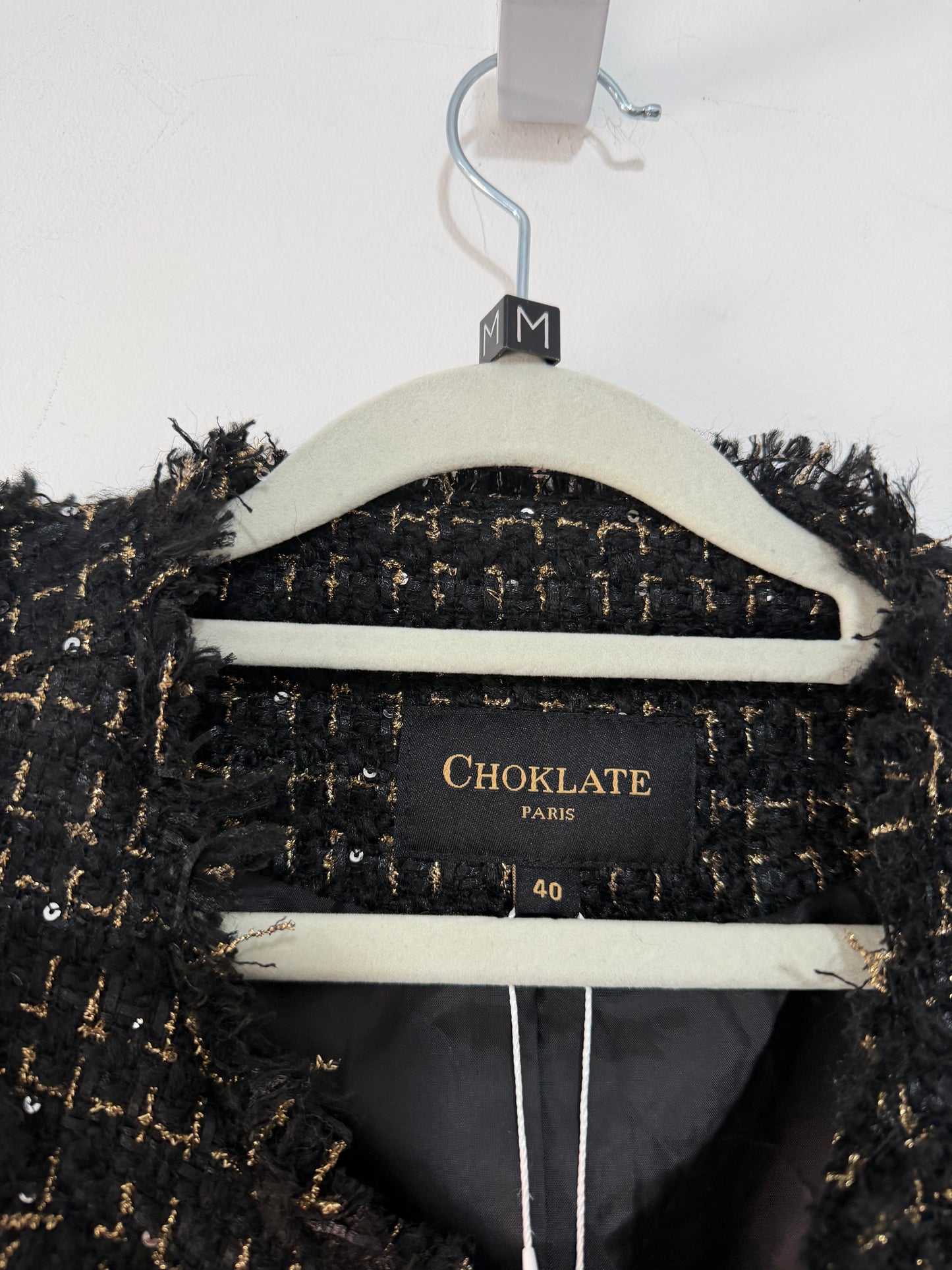 Preloved Choklate Jacket Blazer Size 12 Black and Gold