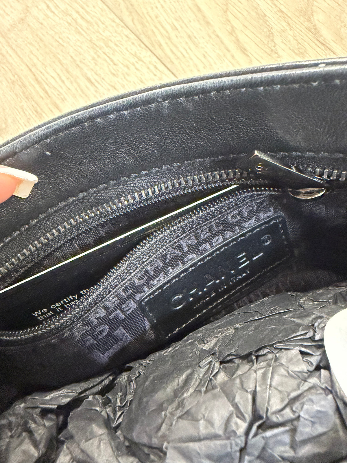 Preloved Chanel Lambskin Black Shoulder Handbag