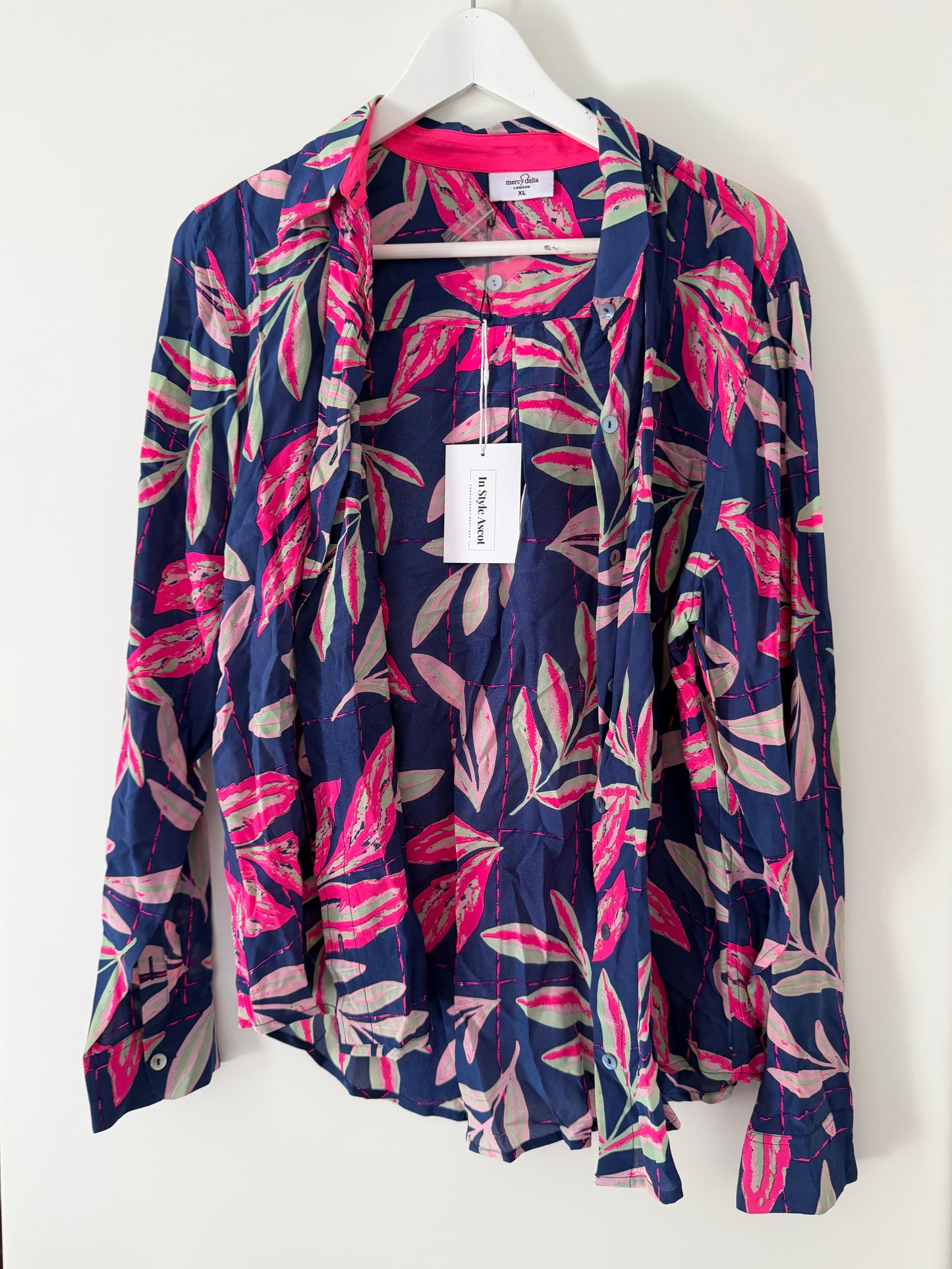 Pre-loved Pink/Navy Mercy Delta Blouse, XL