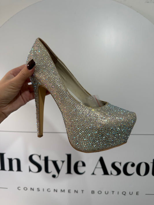 Silver Sequin Steve madden Heels, 6