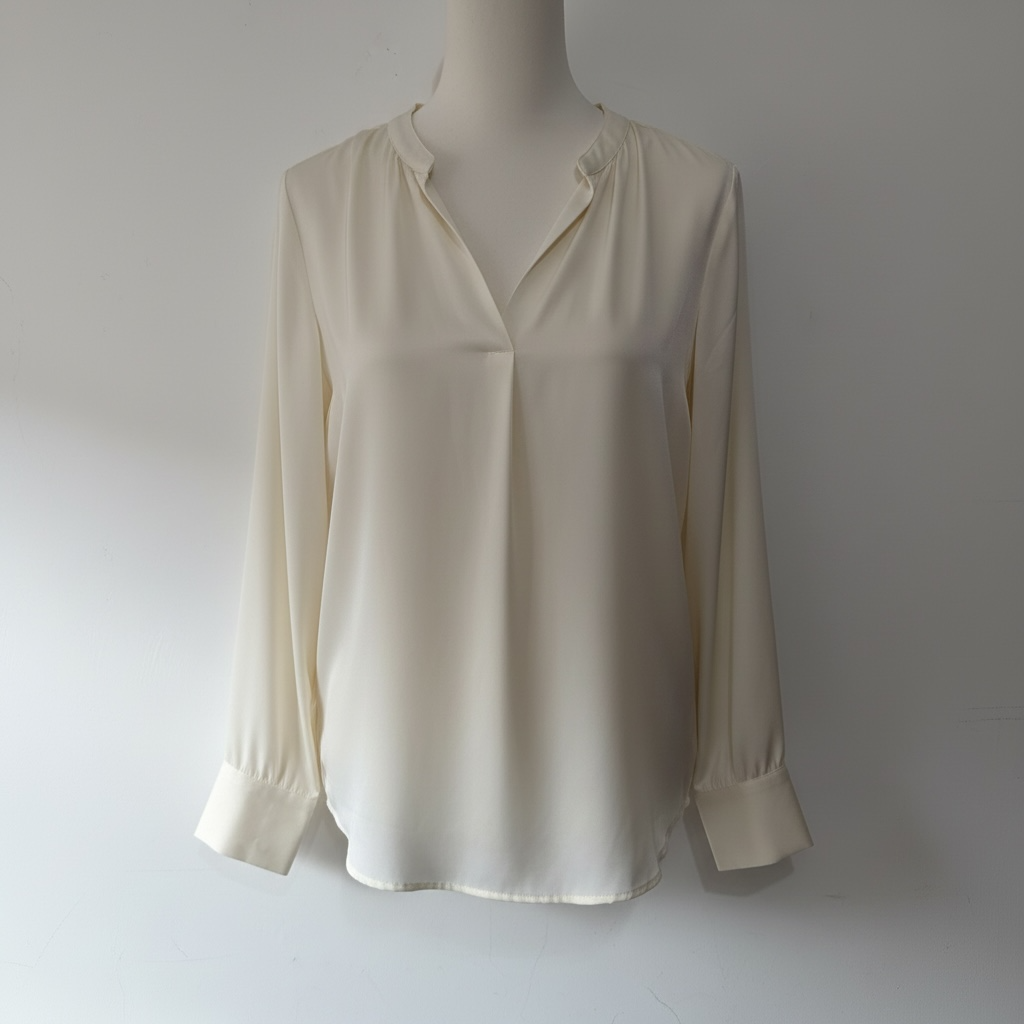 Preloved Cream Mulberry Silk 90% Dea Kudibal Silk Blouse, XL
