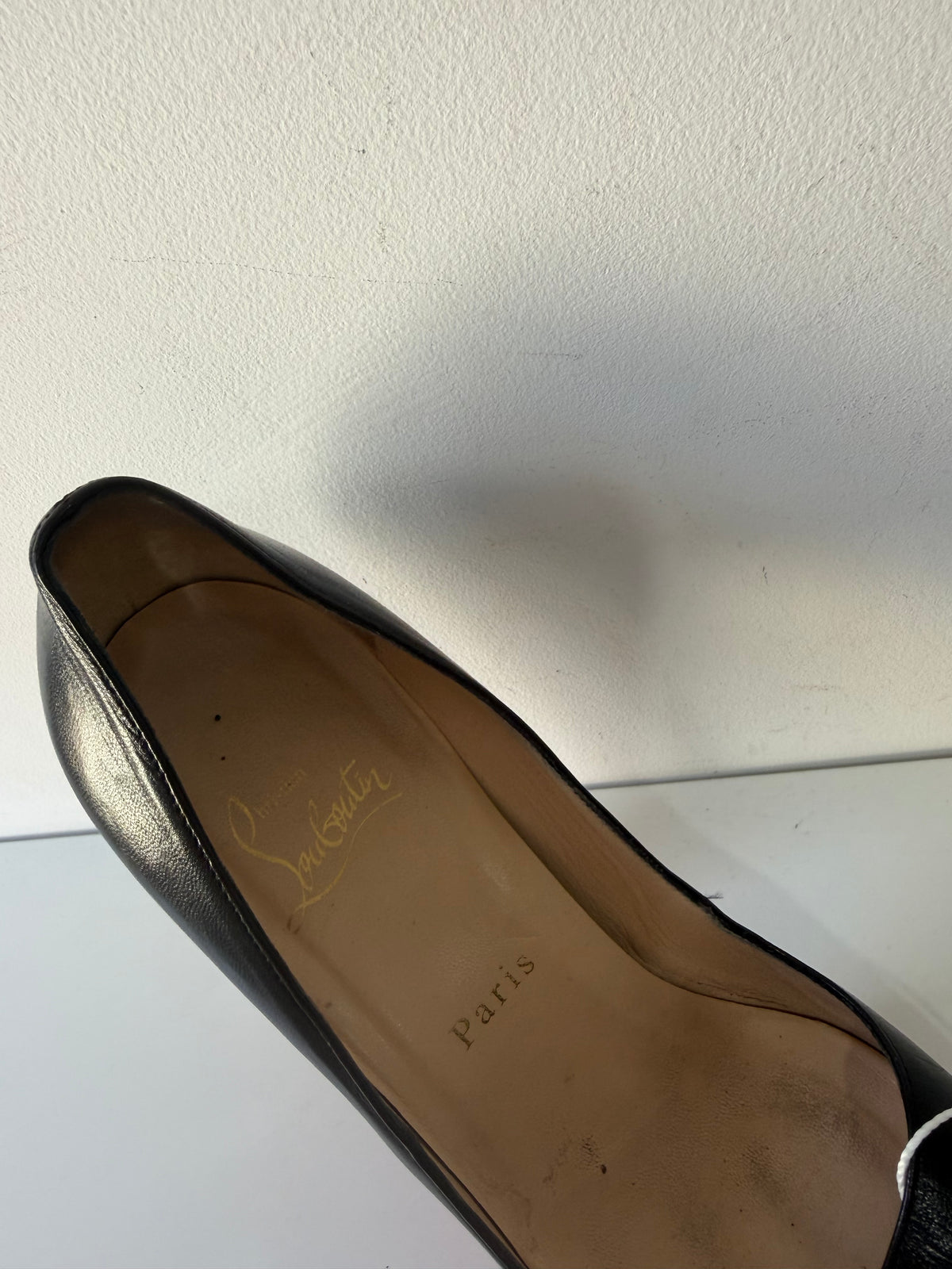 Preloved, Black Leather  Christian Louboutin Heels, Size 37.5 - UK 4.5