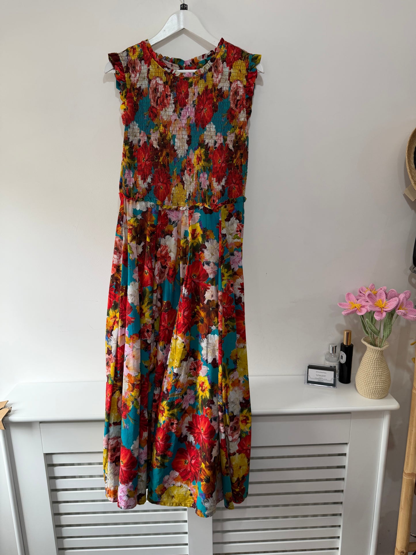 Preloved, Red/Yellow Thought Dress, UK 12