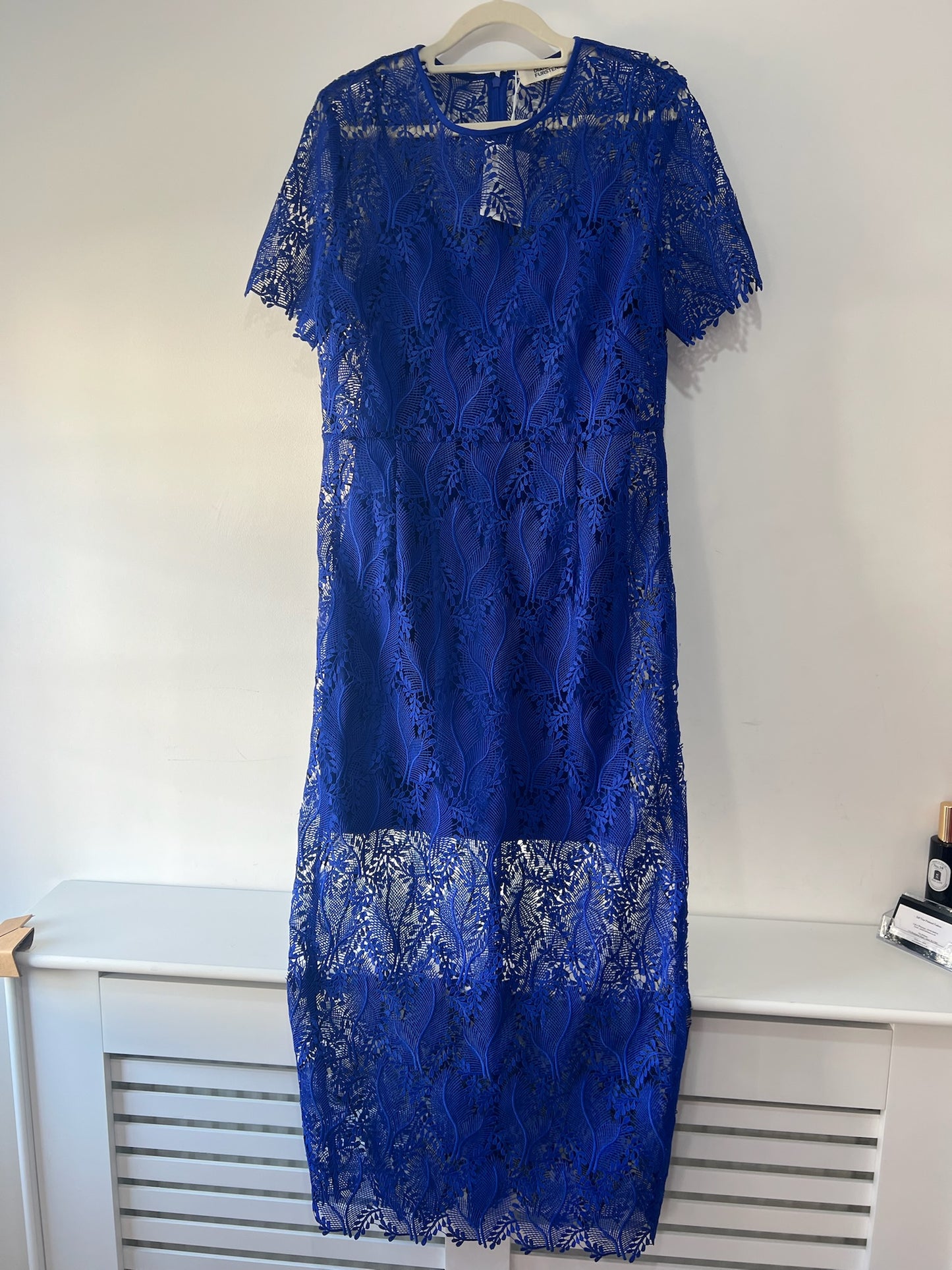 Pre-owned, Blue Lace DVF Dress, Size 10/12