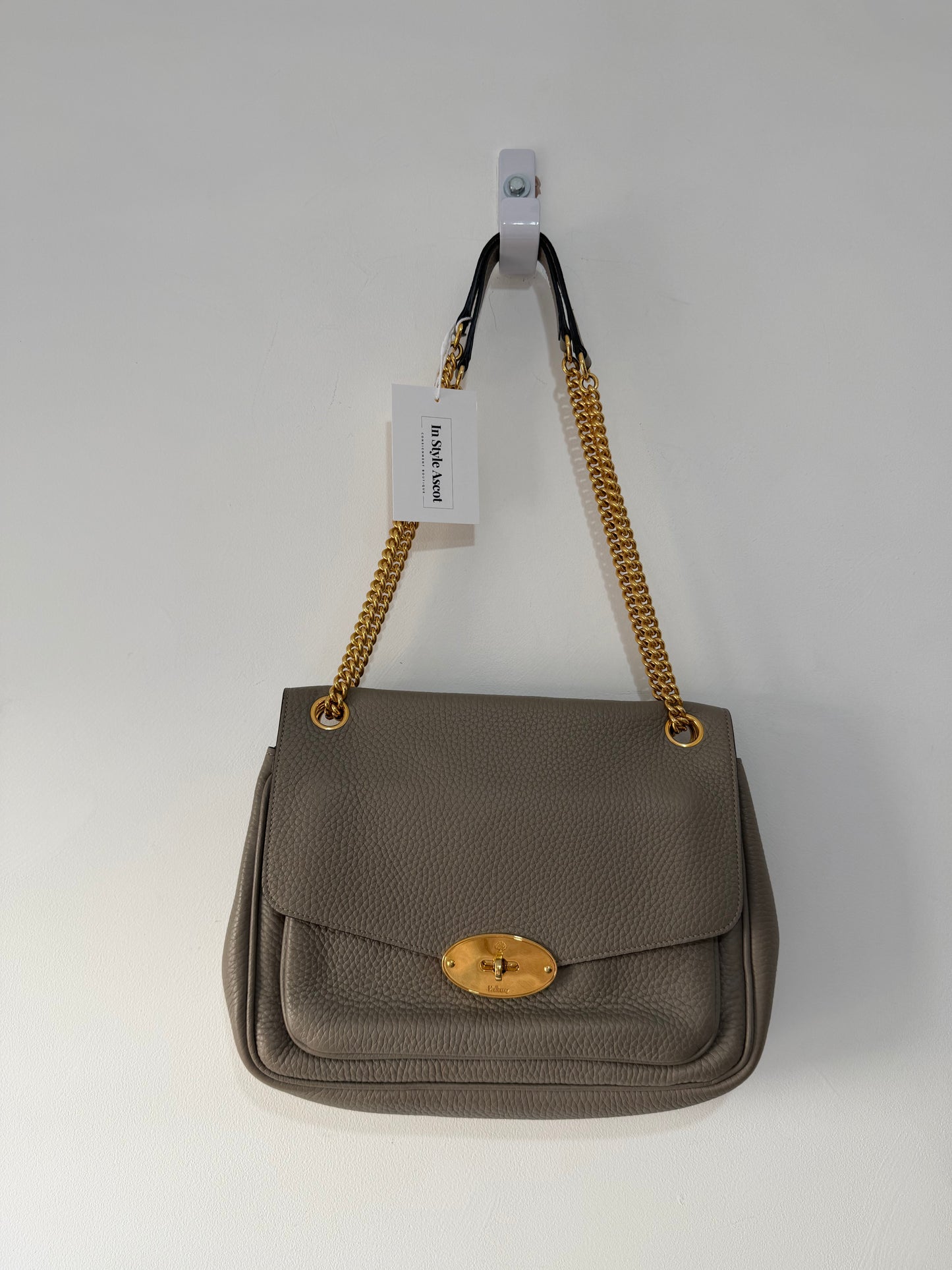 Preloved Mulberry Darley Handbag Grey Pebbled