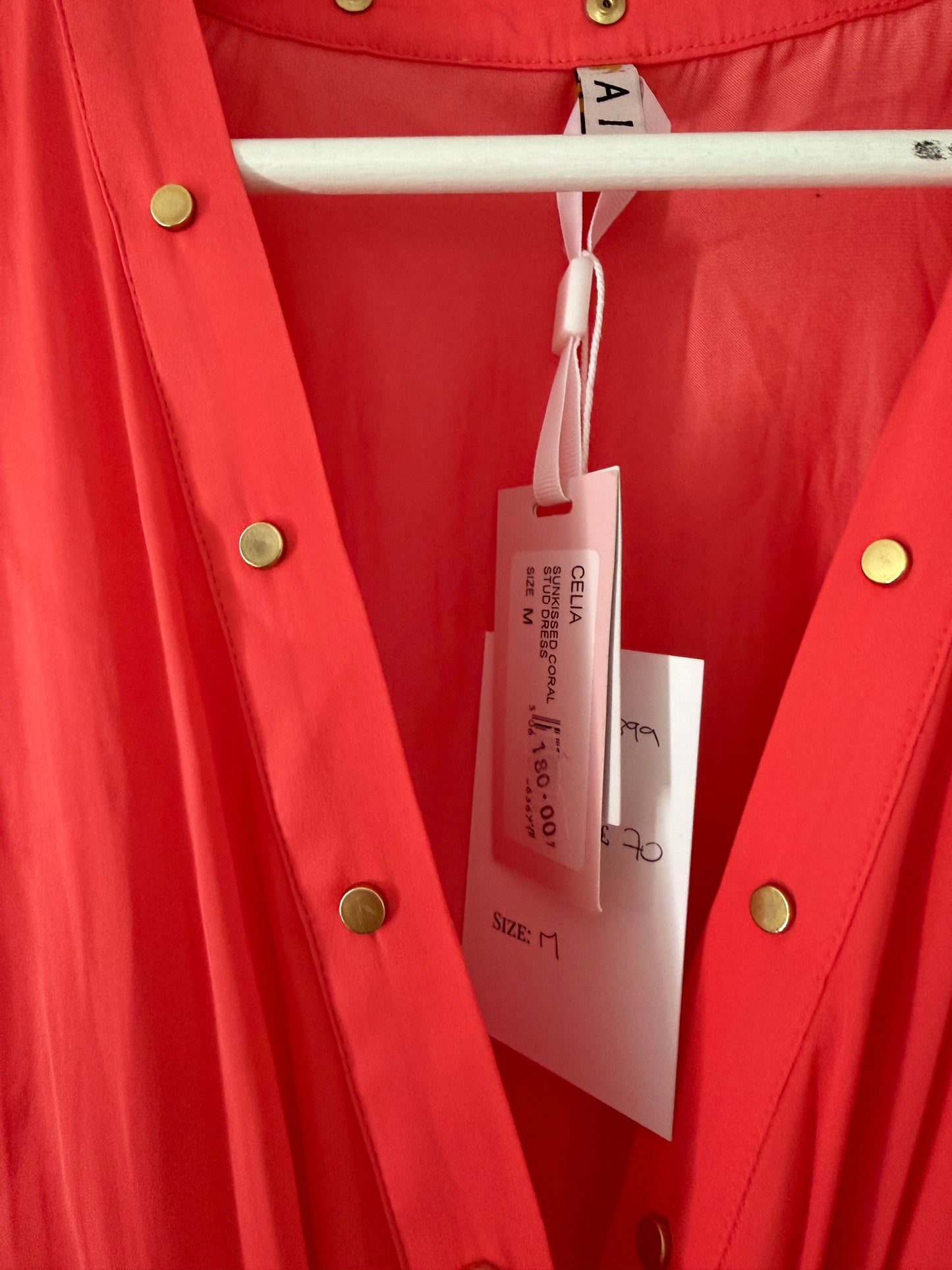 Pre-Loved Coral Naia Dress, M, BNWT