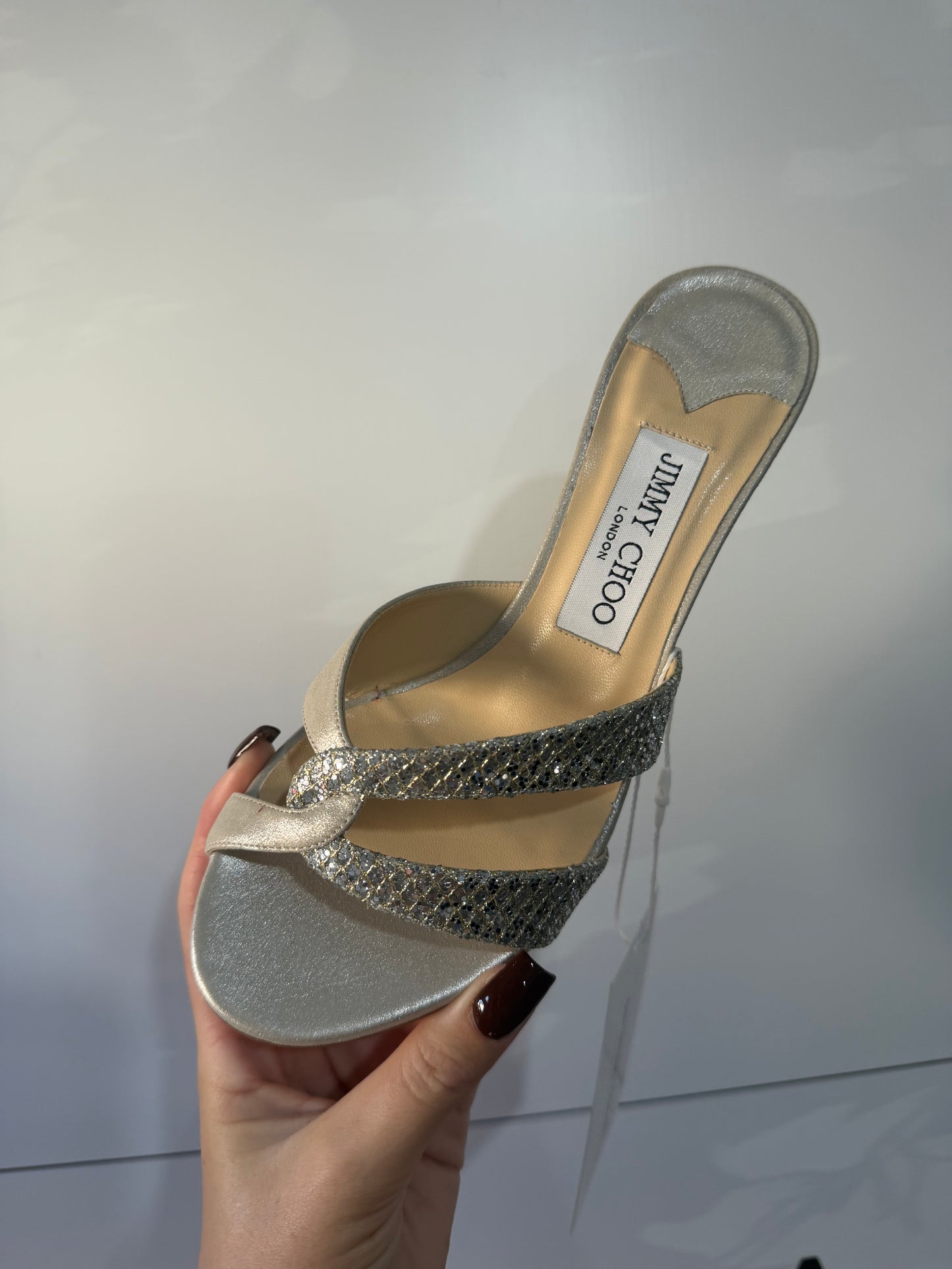 Silver Jimmy Choo Kitten Heels, Size 36.5 - UK 3.5