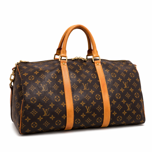 Pre-owned Monogram bandouliere with strap Louis Vuitton Keepall Duffle, 55