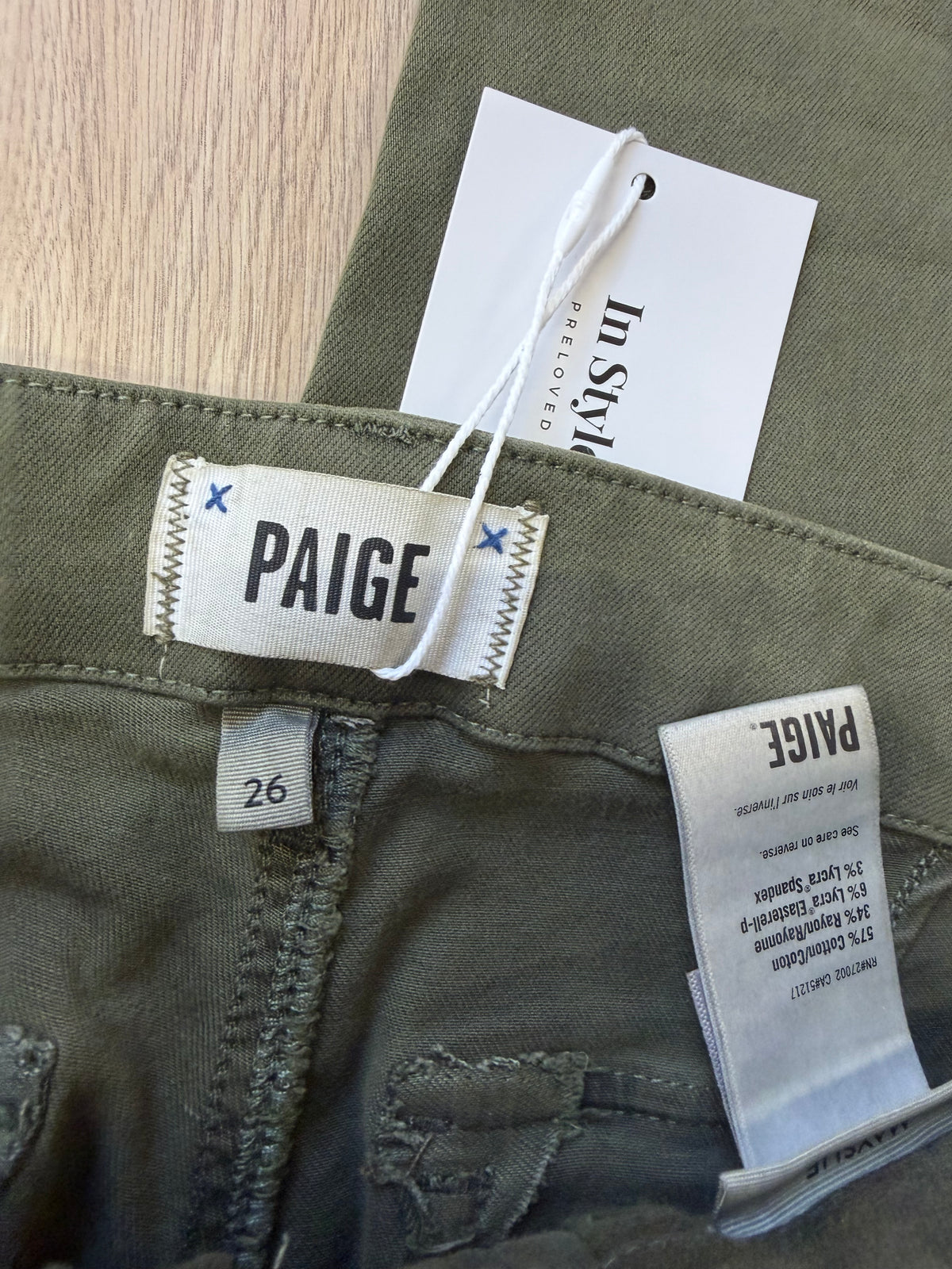 Preloved Paige Jeans Waist 26 Khaki