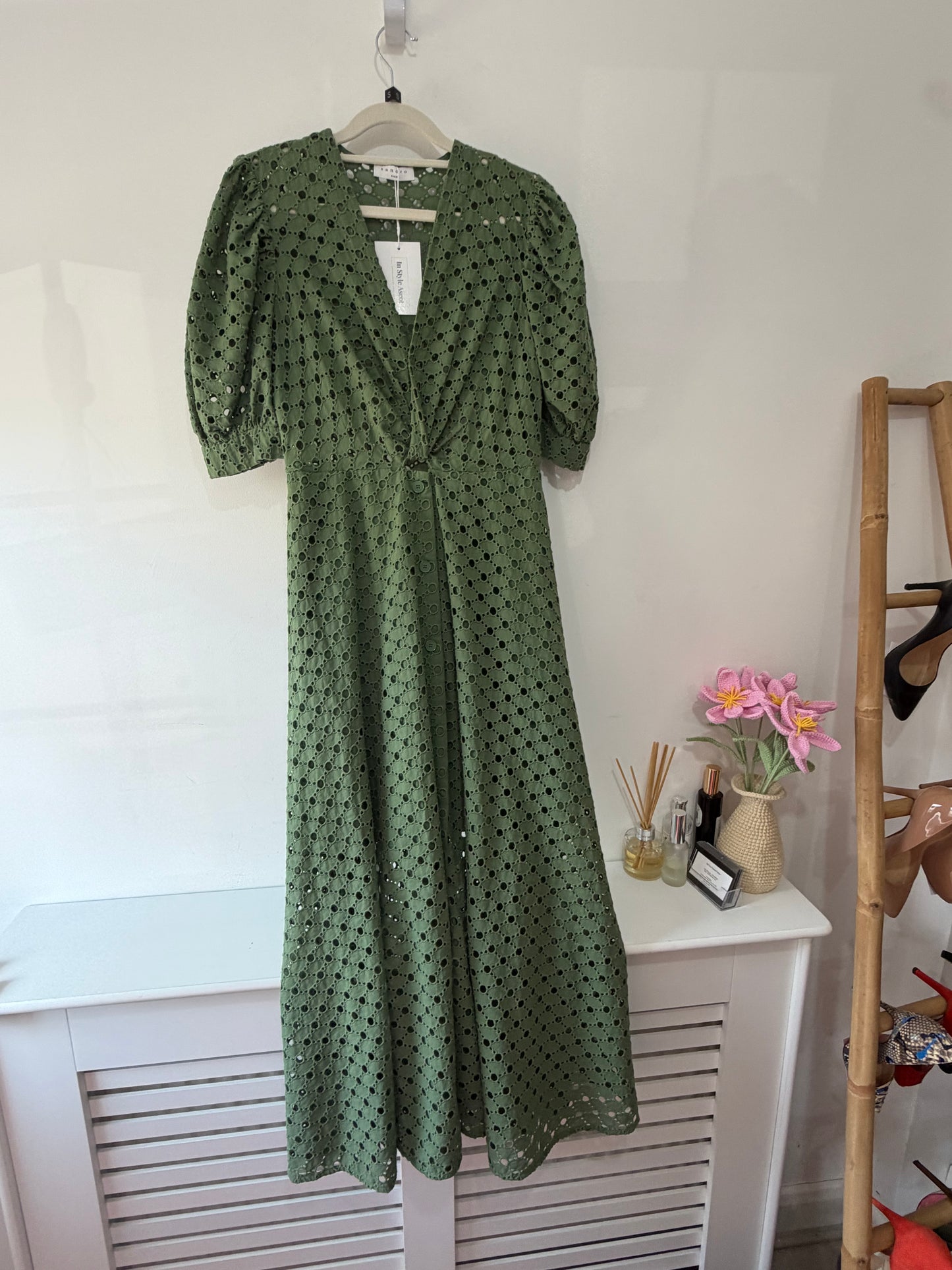 Preloved Green Sandro Dress, Size 6 (Fits 8)