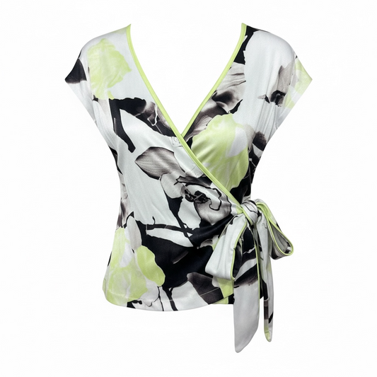 Pre-owned White Floral pattern Mint Velvet Top, Small