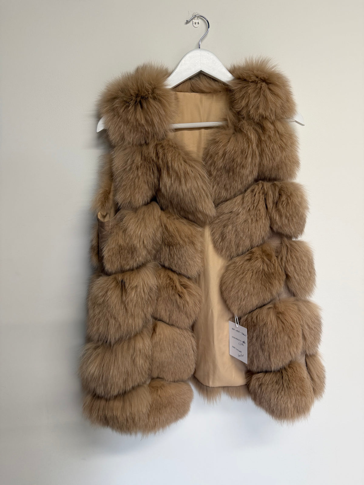 Preloved Fox Fur Gilet Small Brown