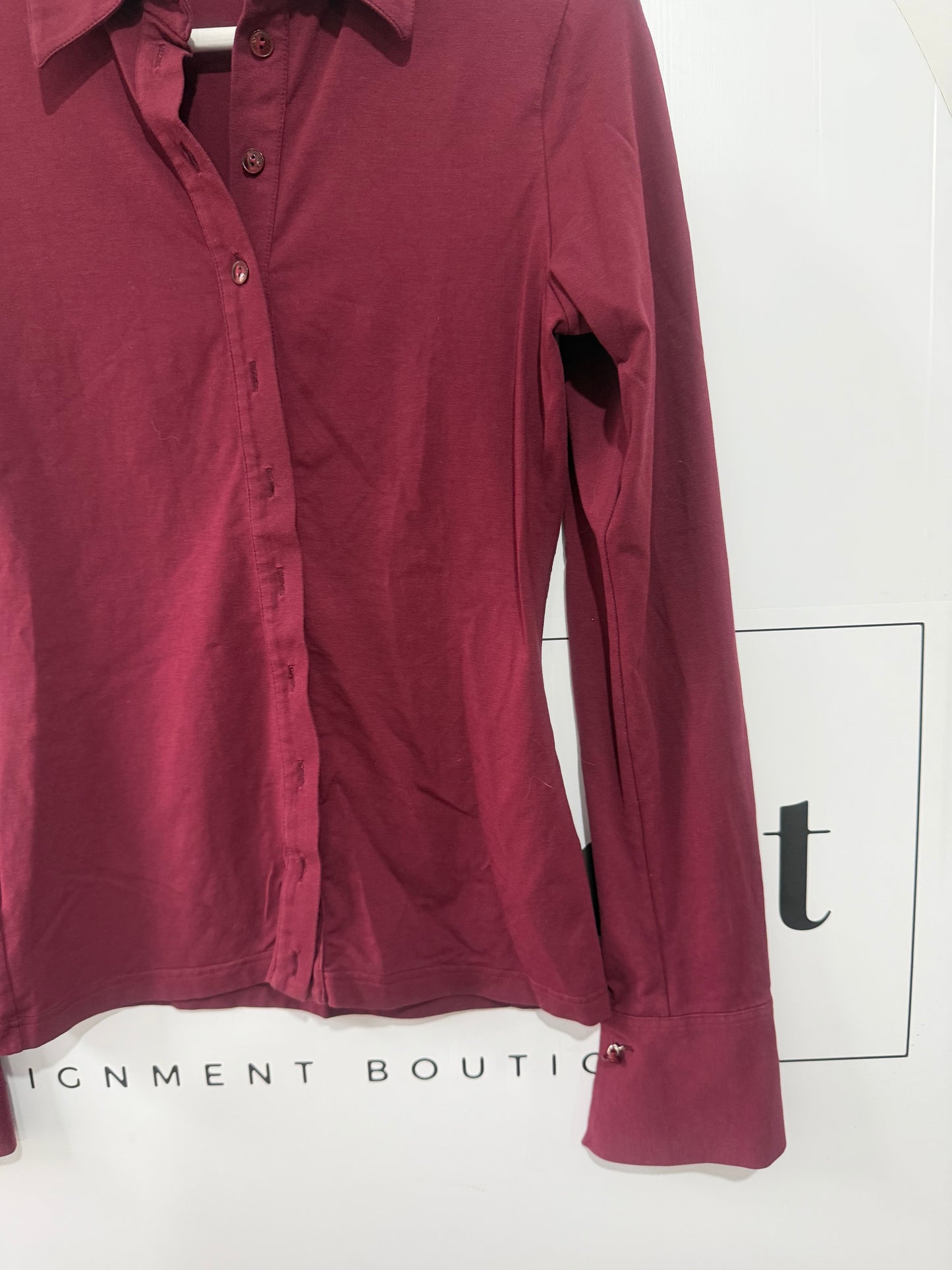 Burgundy Anne Fontaine Shirt, Size 8 and 10