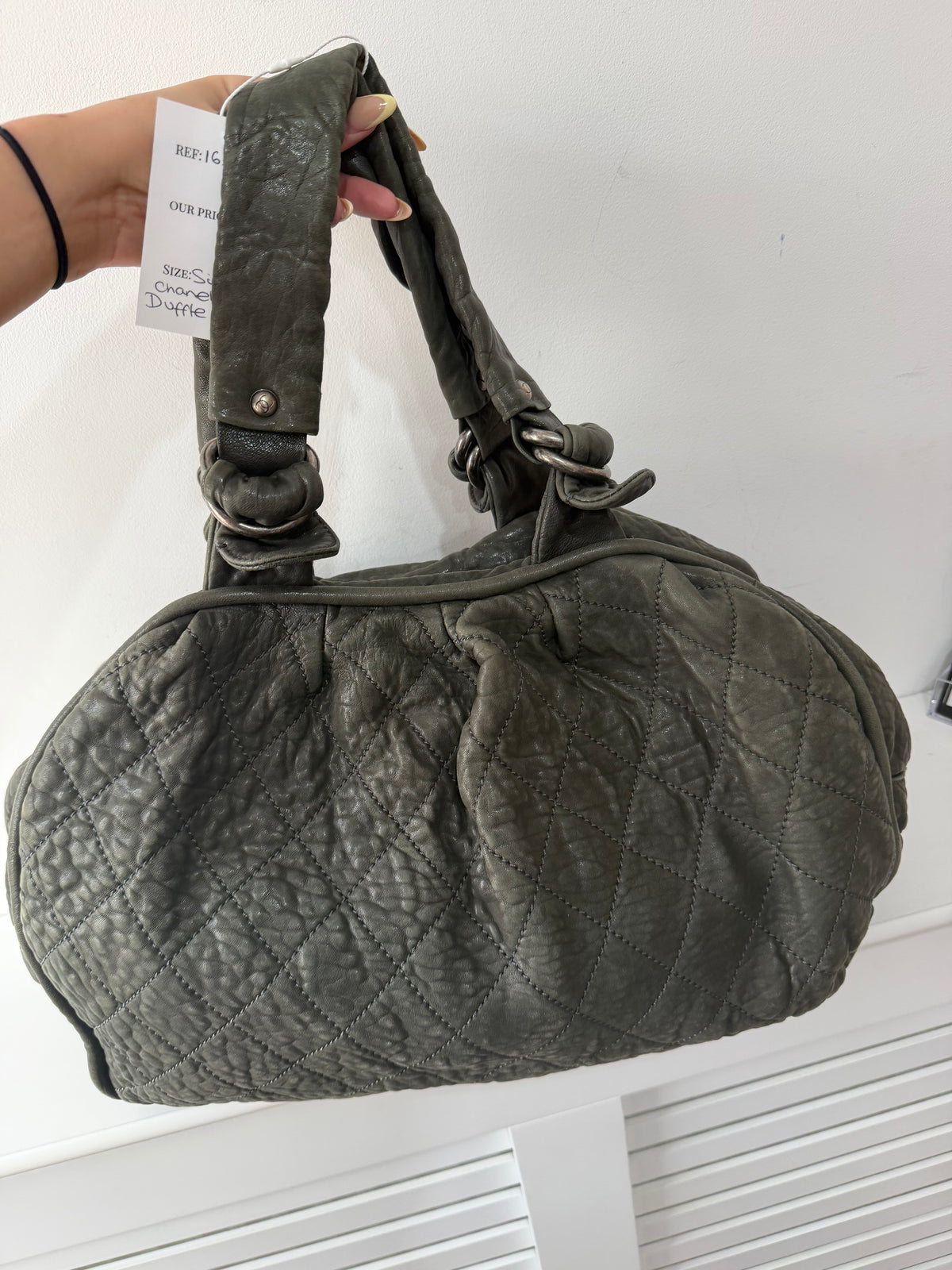 Preloved Chanel Bowler Bag 44cmXD23XH28 Green 2008 Silver Hardware
