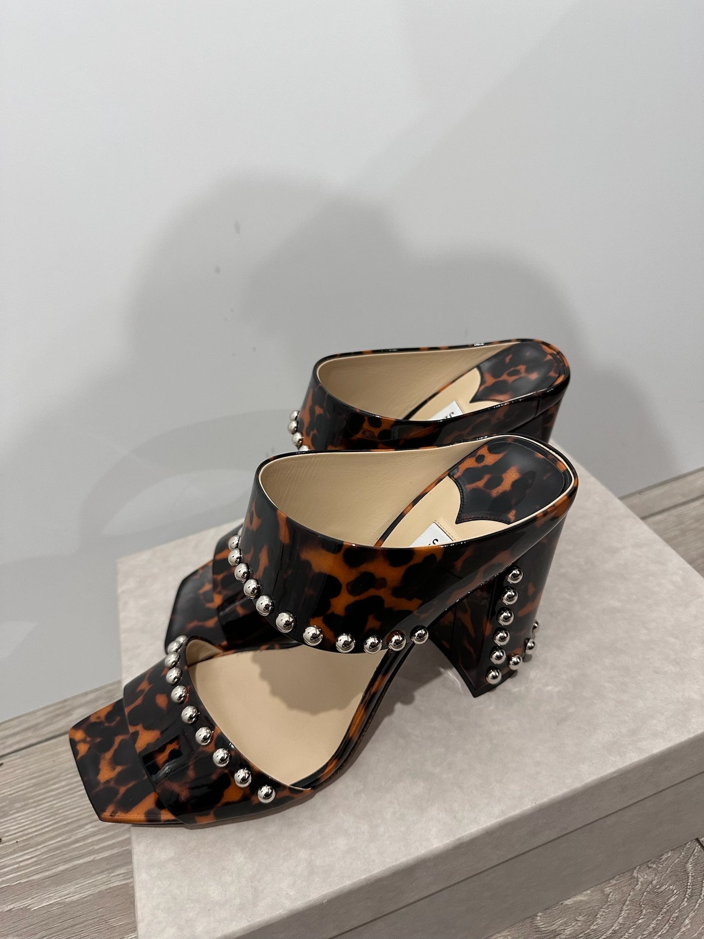 Tortoise Shell Jimmy Choo Sandal Mule Heels, 42 - 9