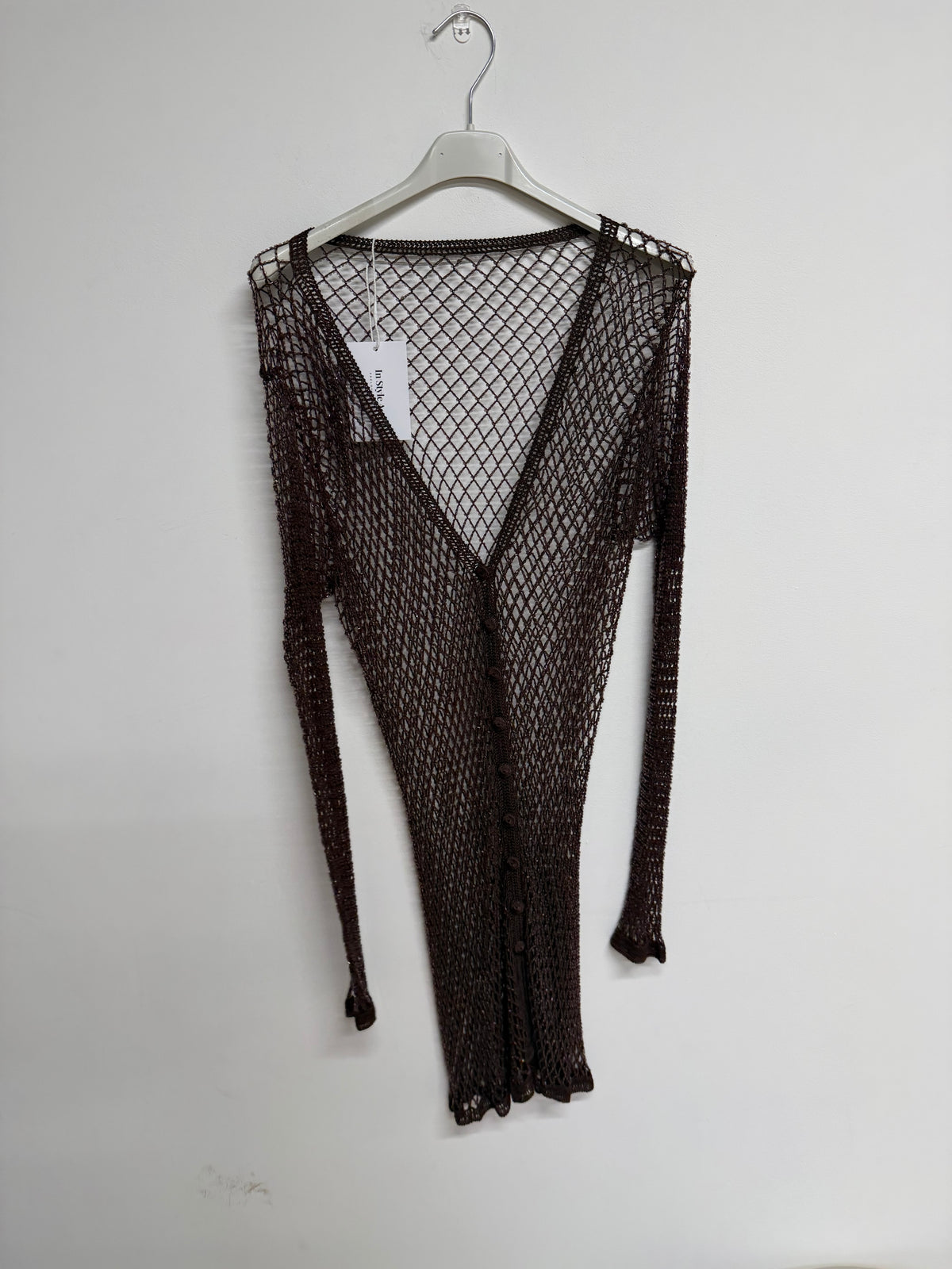 Preloved Vintage Cage Mesh Cardigan Size S Boho Purple